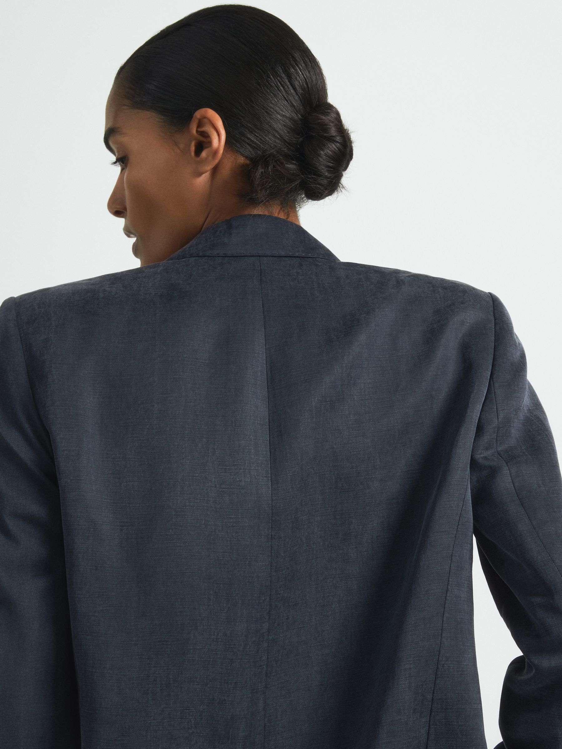 Atelier Cupro Double Breasted Suit Blazer in Navy - Image 4 of 5