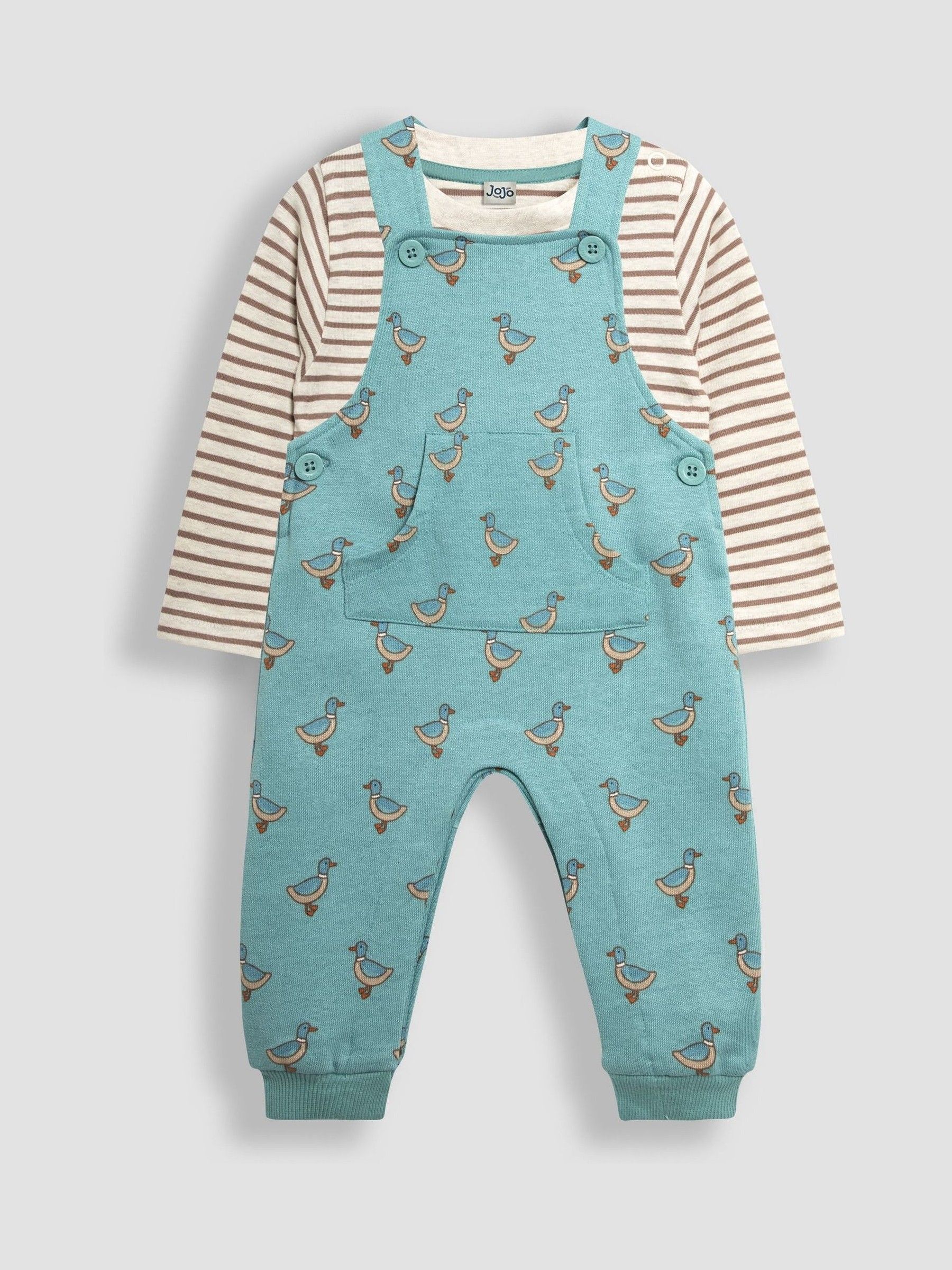 Blue Duck Print Dungarees & Top Set - Image 1 of 6