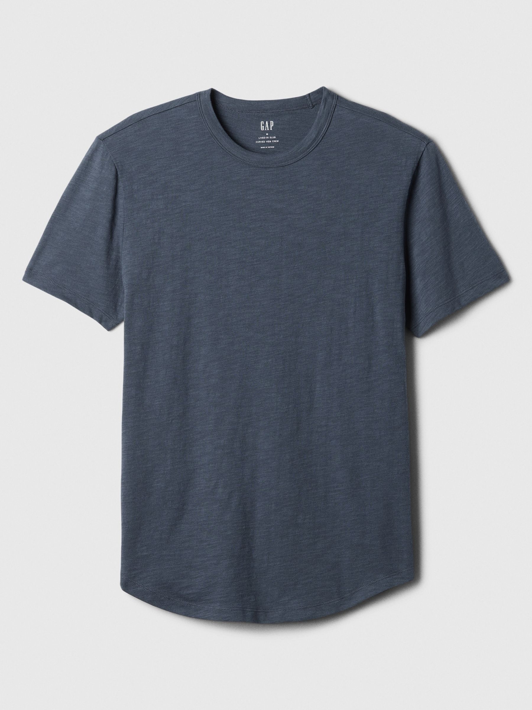 Blue Cotton Short Sleeve Curved Hem T-Shirt - Image 4 of 4