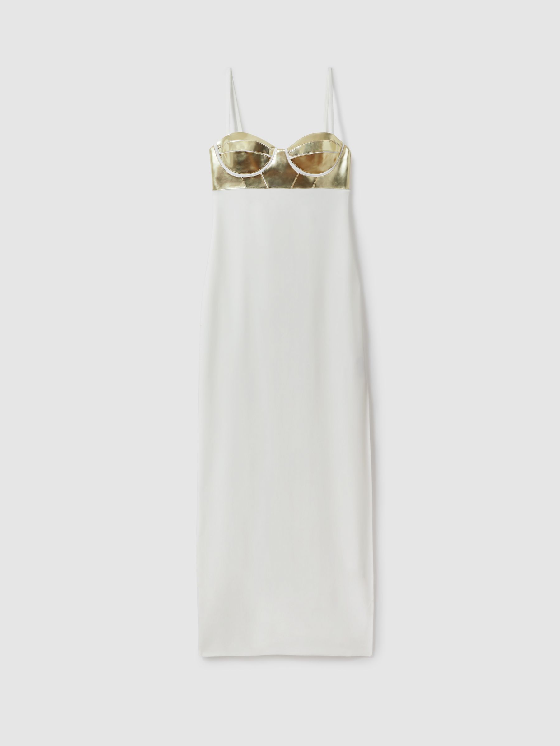 Atelier Metallic Bustier Maxi Dress in Off White - Image 2 of 6