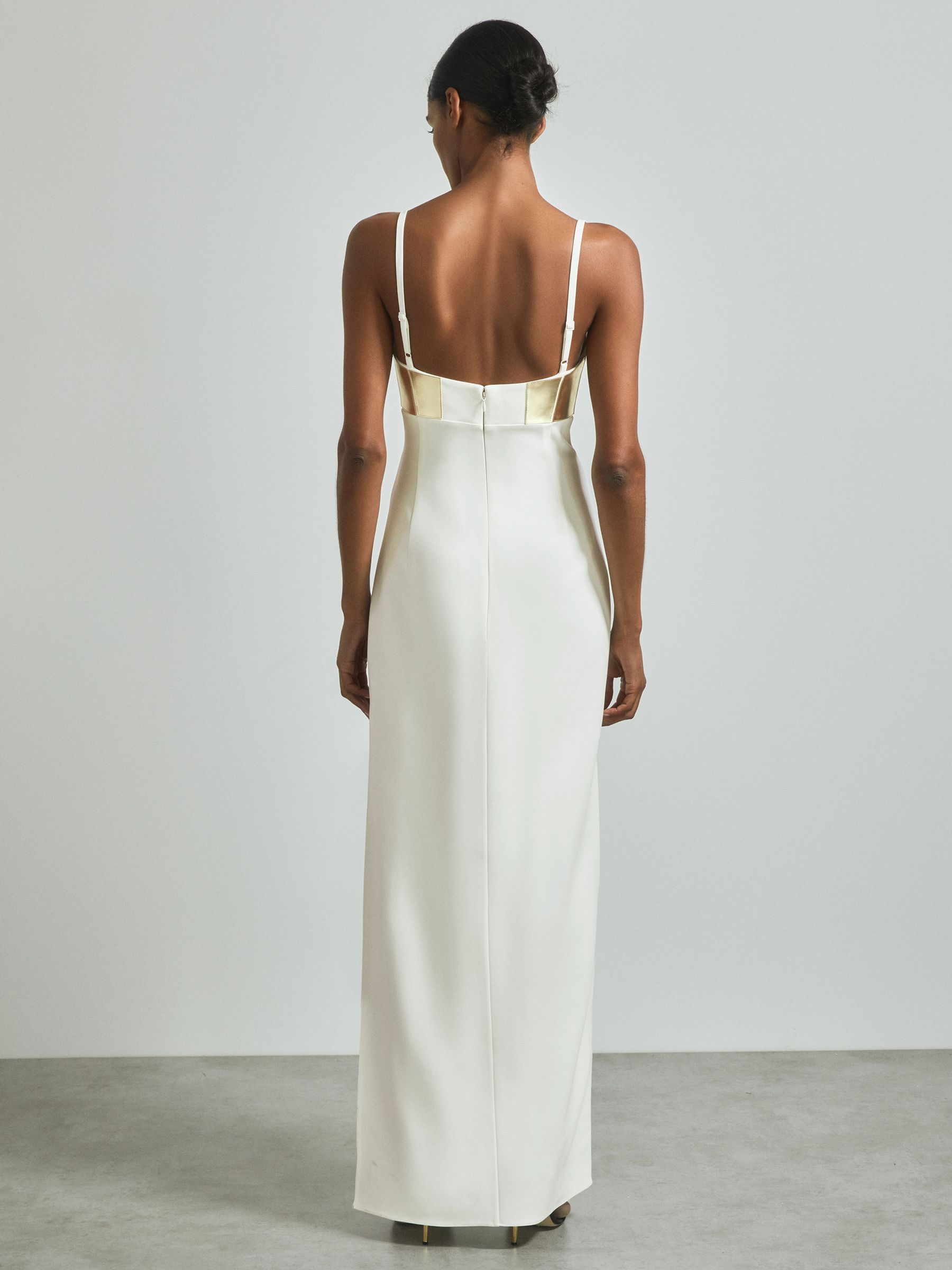 Atelier Metallic Bustier Maxi Dress in Off White - Image 4 of 6
