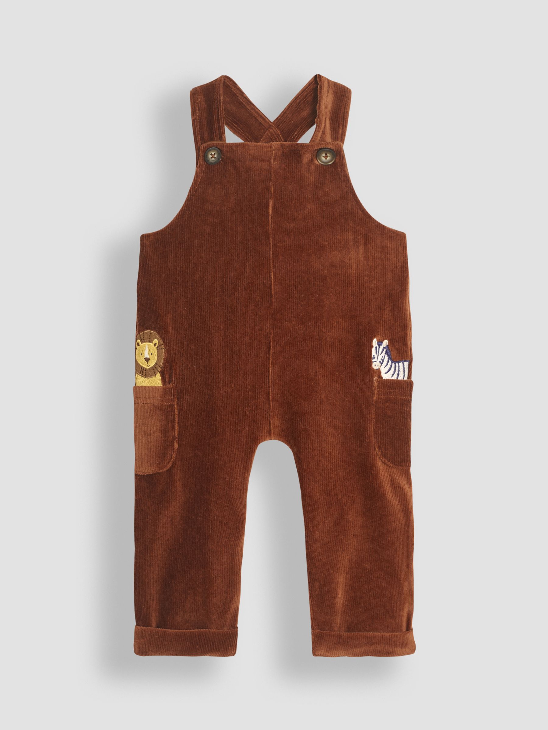 Toffee Safari Friends Applique Velour Dungarees & Top Set - Image 2 of 6