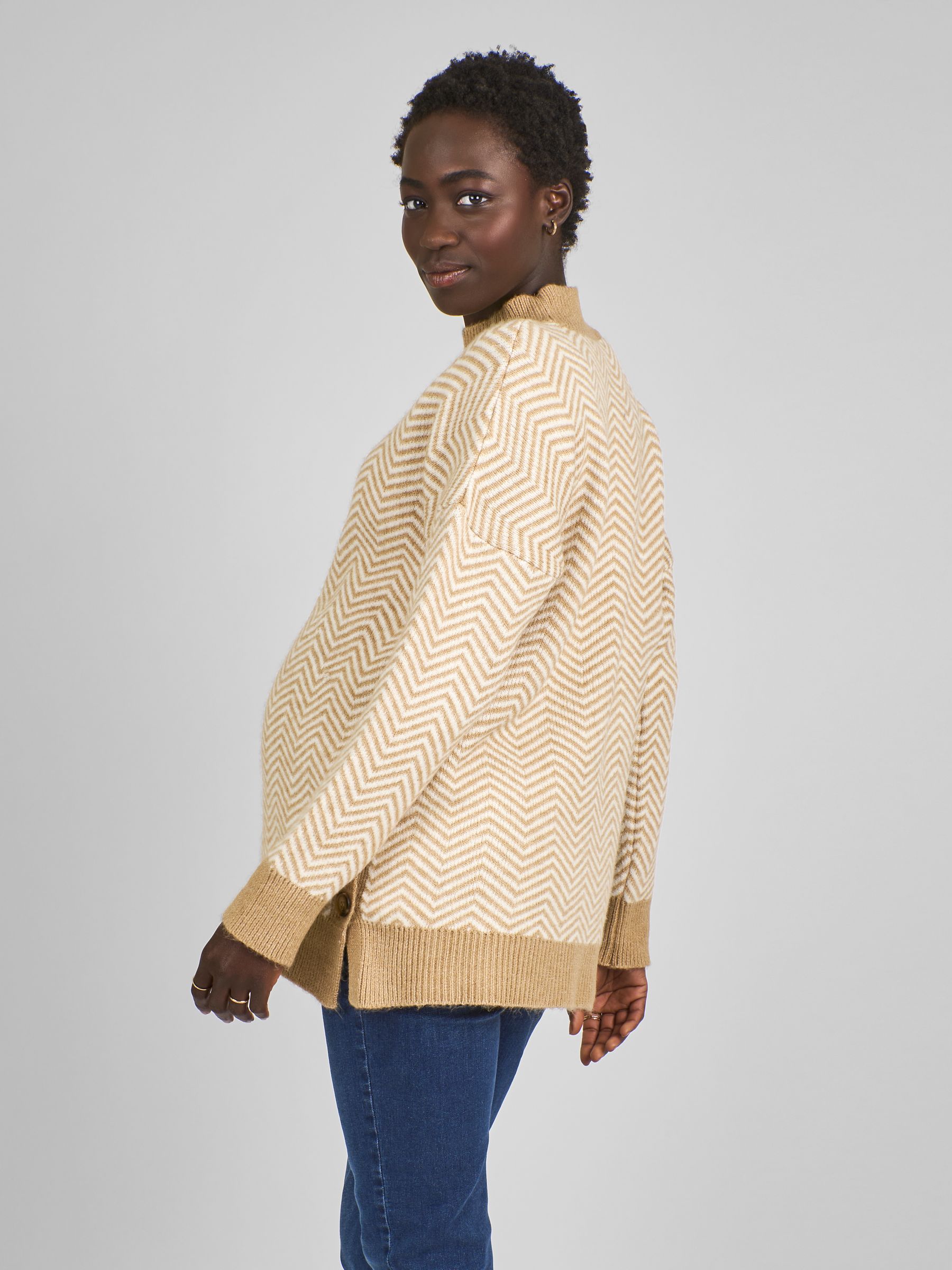 Caramel Brown Turtle Neck Maternity & Nursing Jumper - Image 2 of 4