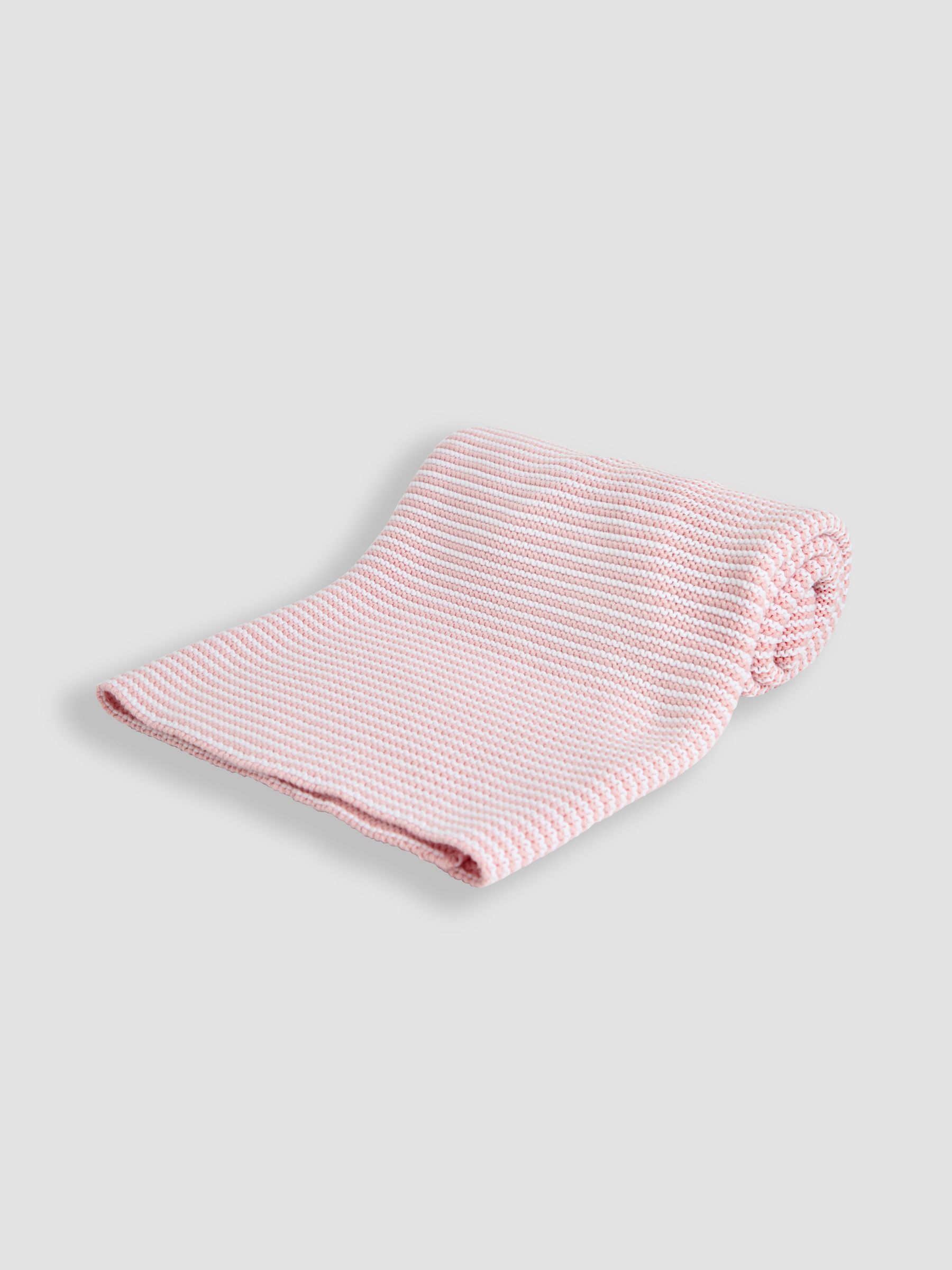 Knitted Stripe Blanket Pink - Image 2 of 4