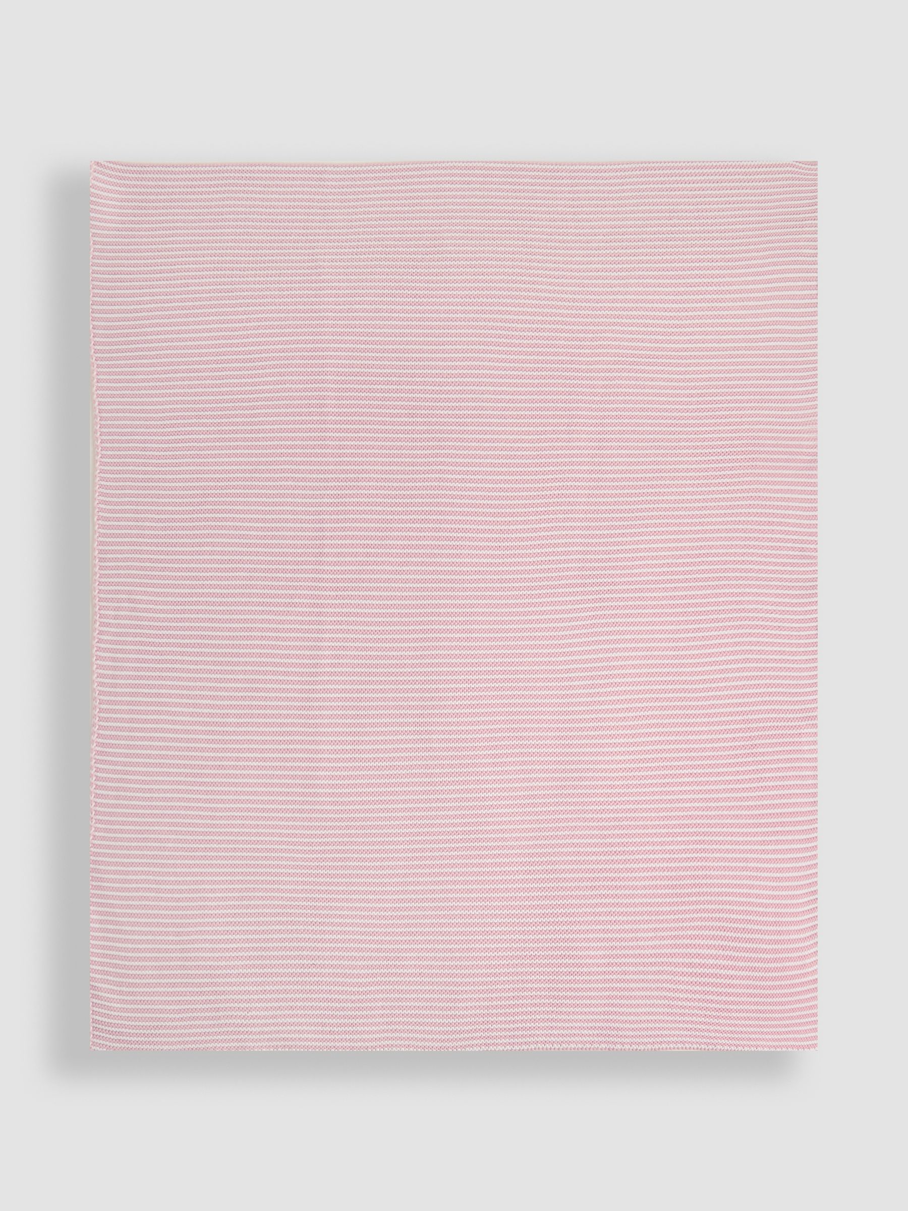 Knitted Stripe Blanket Pink - Image 3 of 4