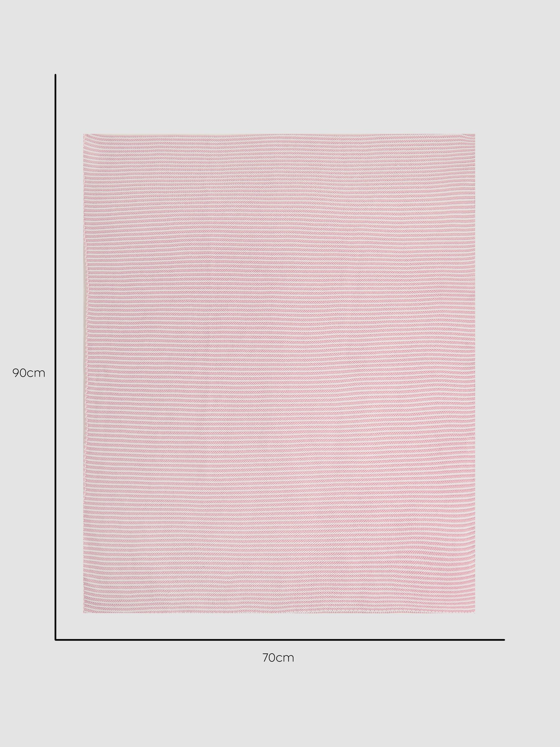 Knitted Stripe Blanket Pink - Image 4 of 4