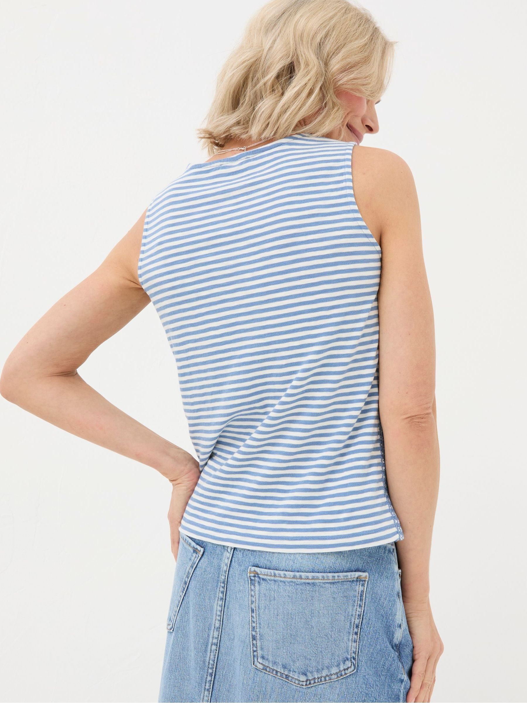 Claudia Blue Stripe Button Tank - Image 2 of 5