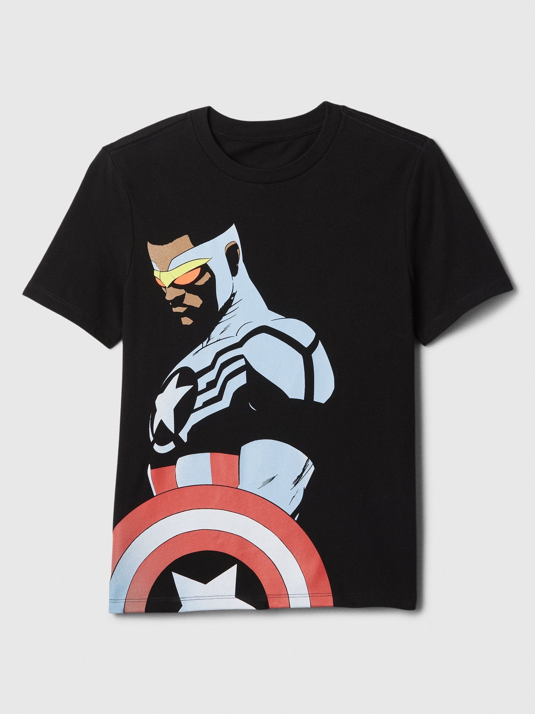 Black Captain America Marvel Captain America Graphic Short Sleeve Crew Neck T-Shirt (4-13yrs) - Image 1 of 2