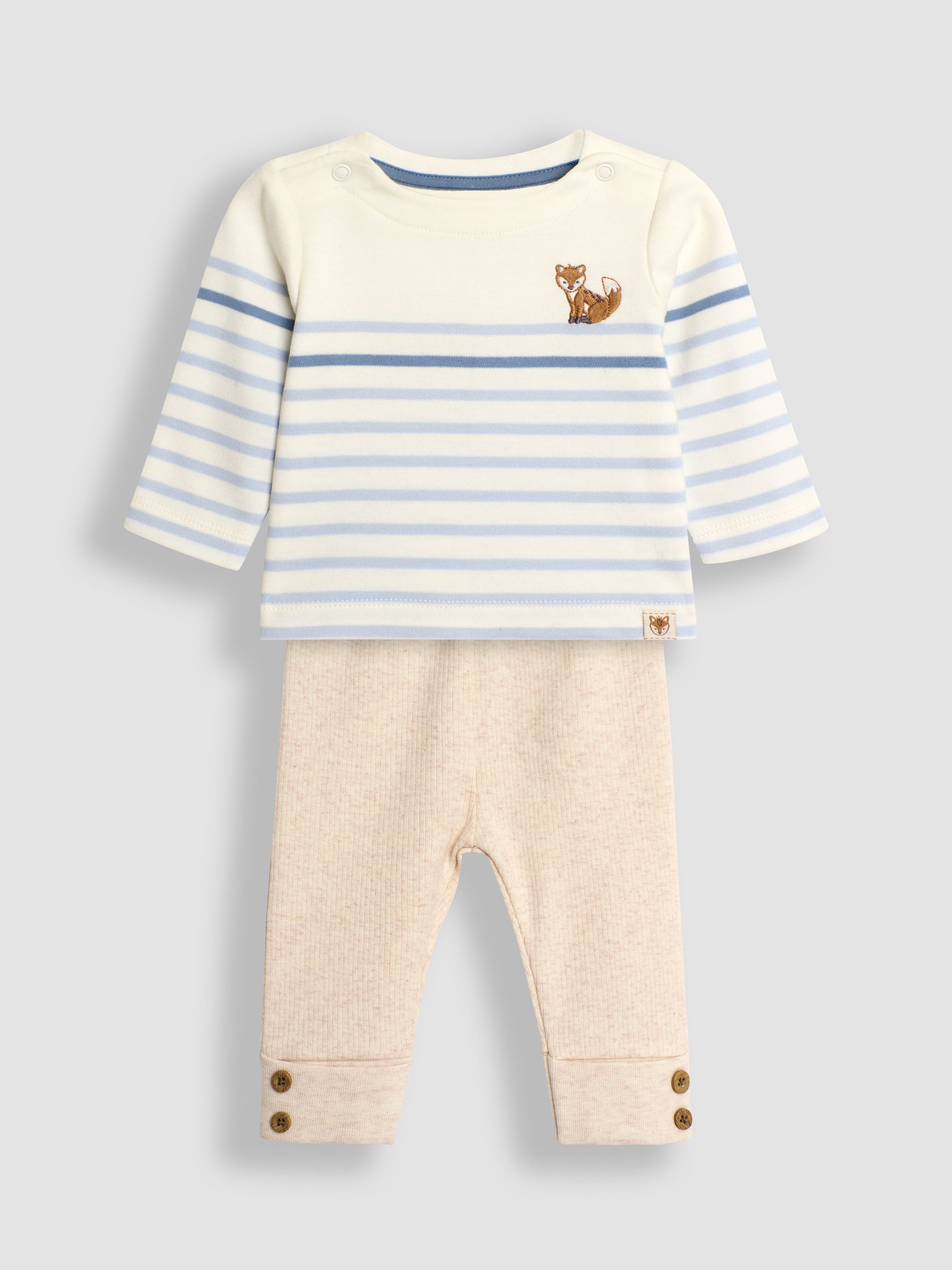 Blue Fox Embroidered Breton Top And Rib Leggings Set - Image 1 of 6