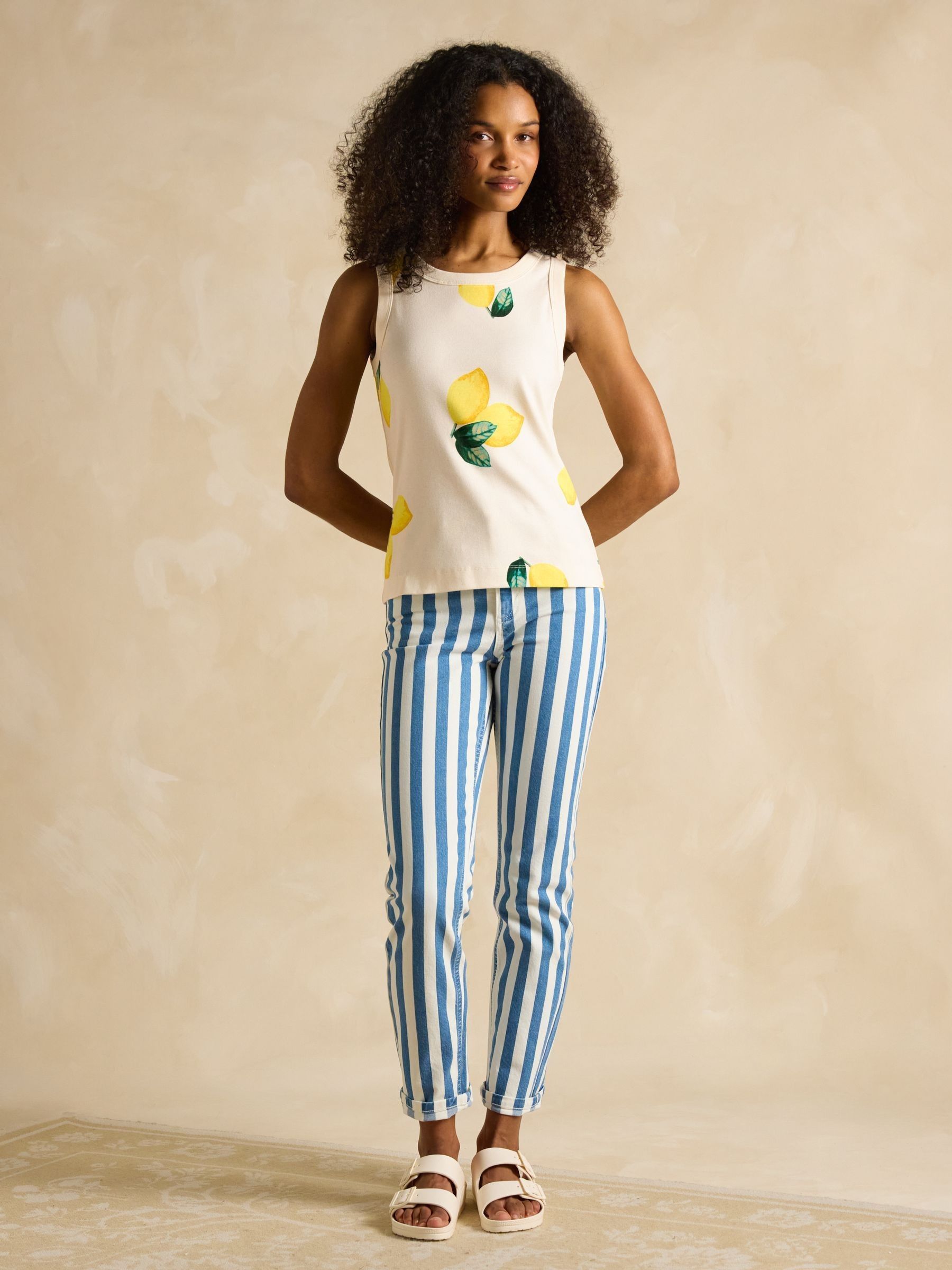Premium Ribbed Lemon Jersey Printed Vest - Image 5 of 8