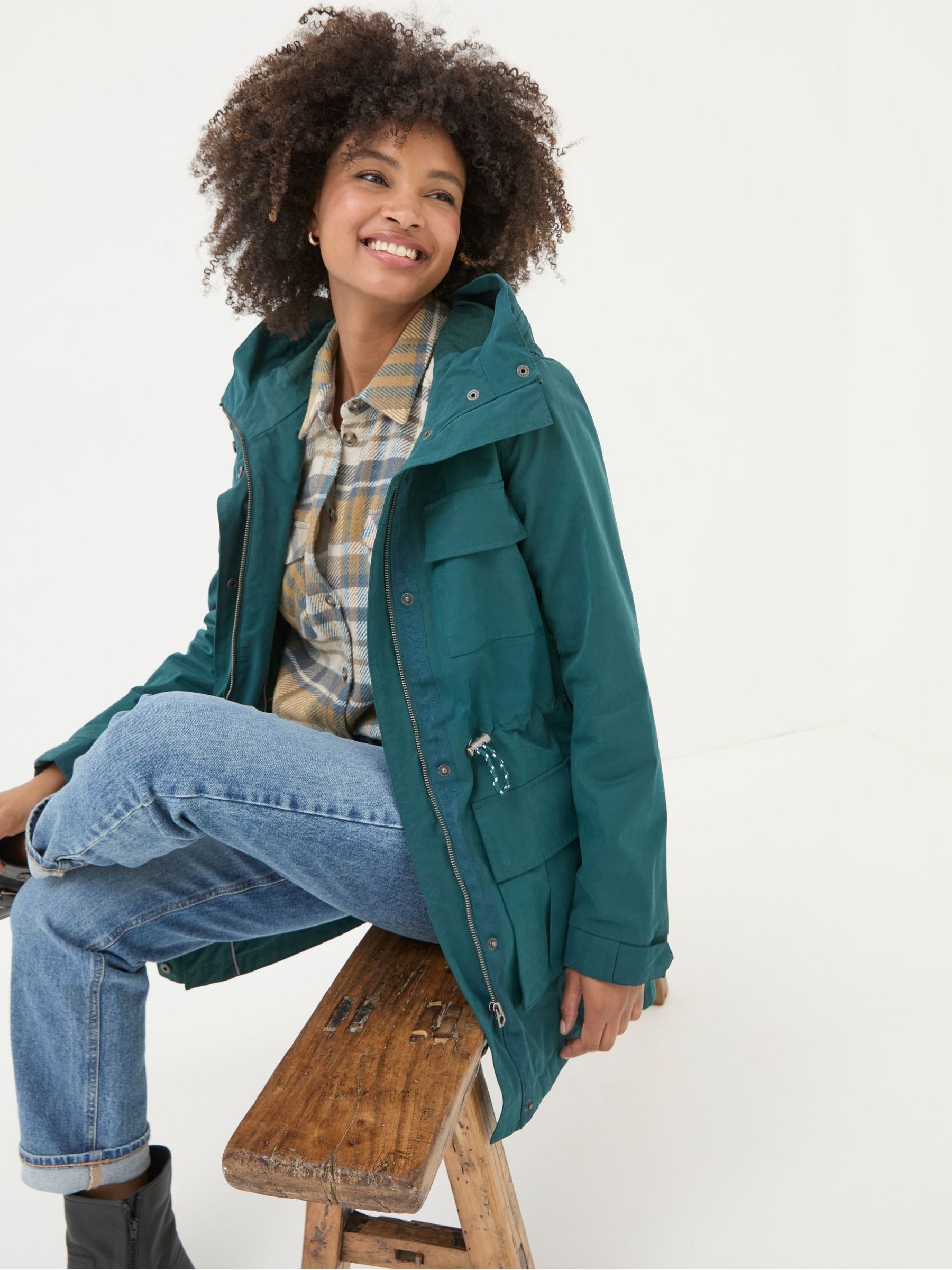 Tiegan Teal Blue Waterproof Coat - Image 3 of 6