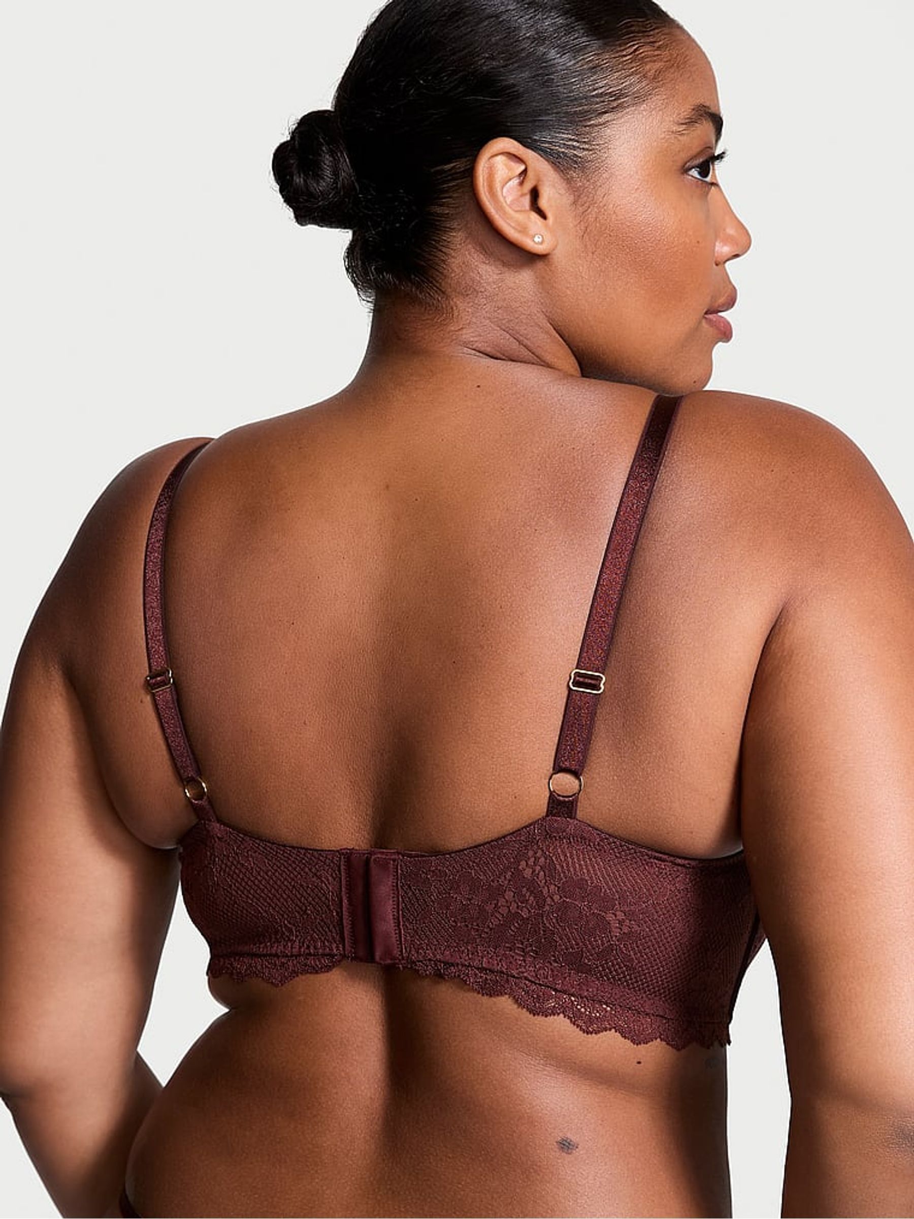 Burgundy Purple Lace Bandeau Bra Top - Image 2 of 4