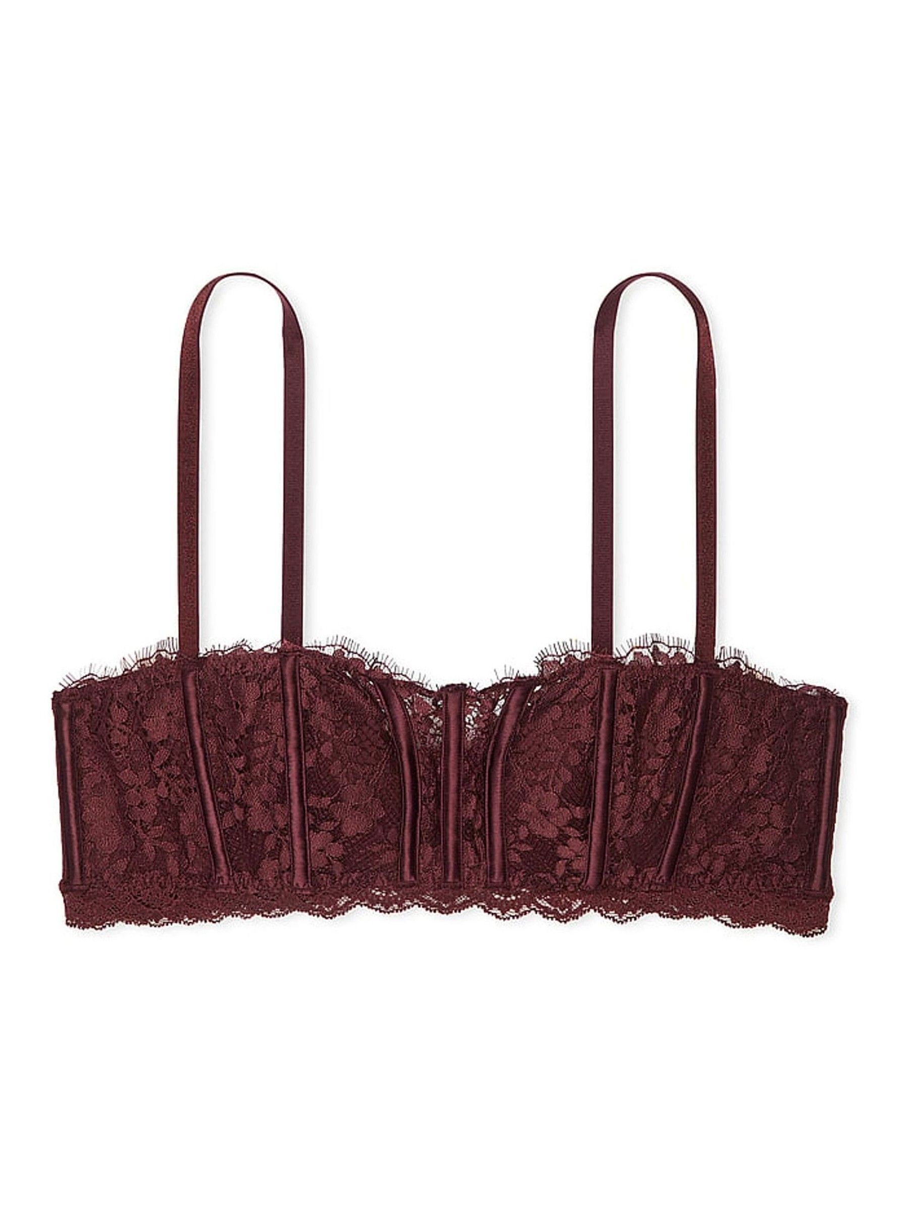 Burgundy Purple Lace Bandeau Bra Top - Image 4 of 4