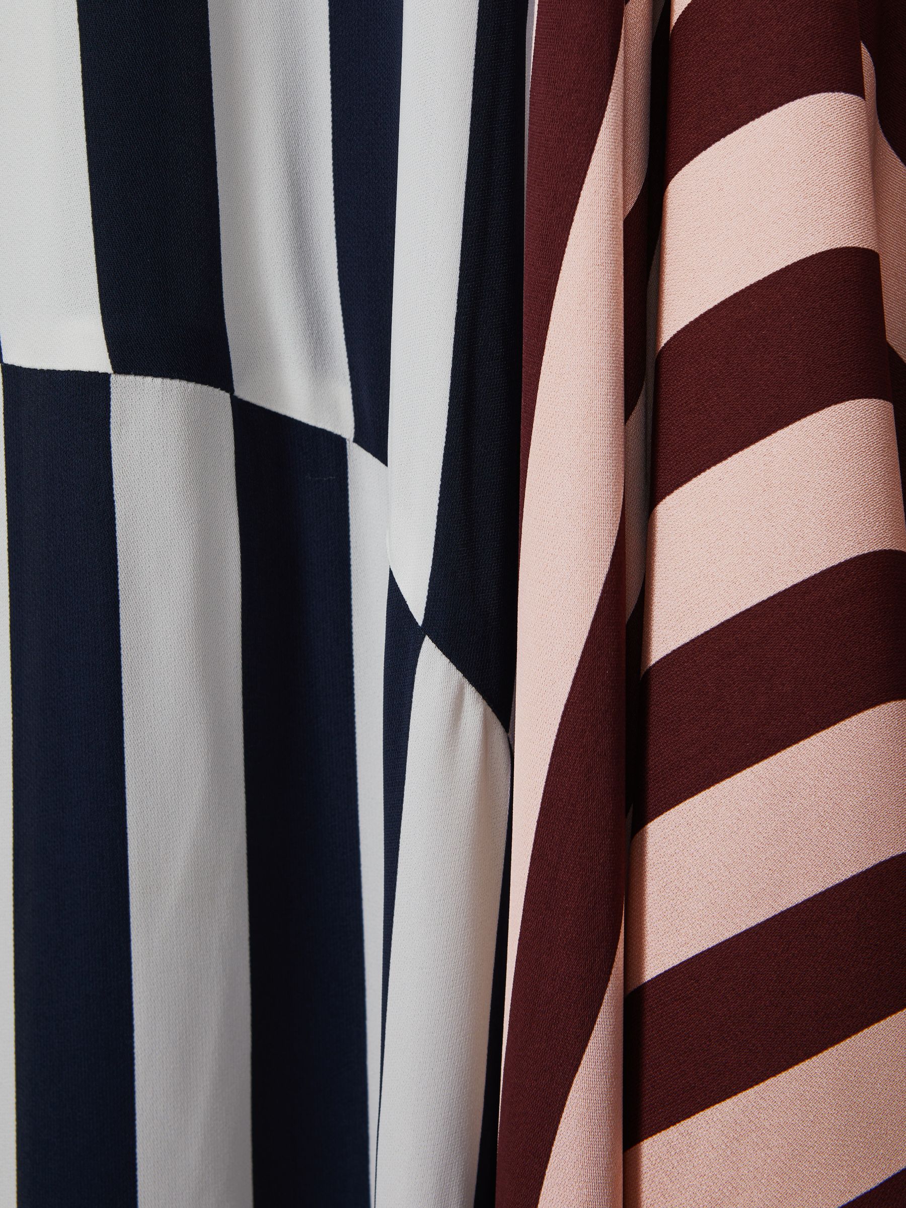 Colourblock Stripe Asymmetric Midi Dress in Navy/Off White - Image 6 of 6