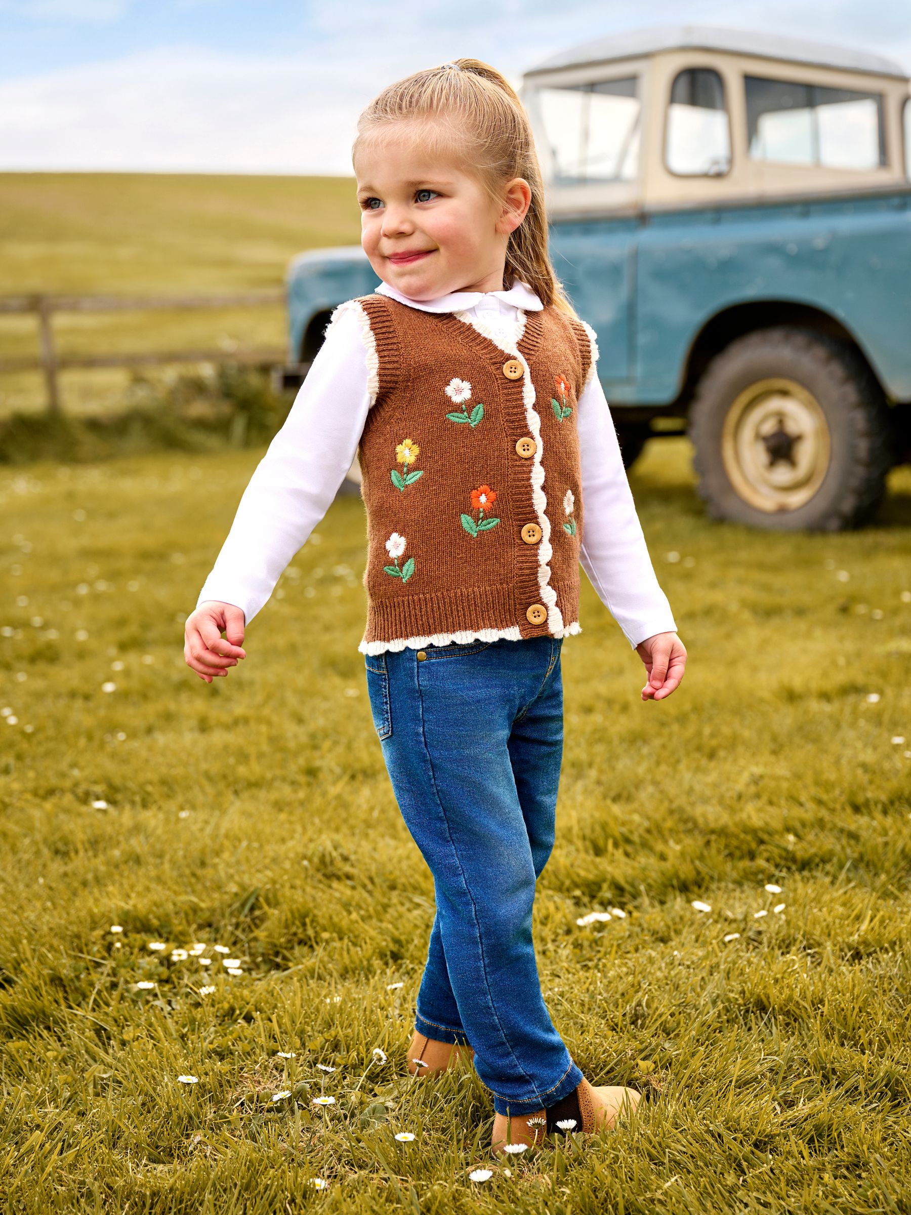 Gold Floral Crochet Knitted Waistcoat - Image 1 of 5