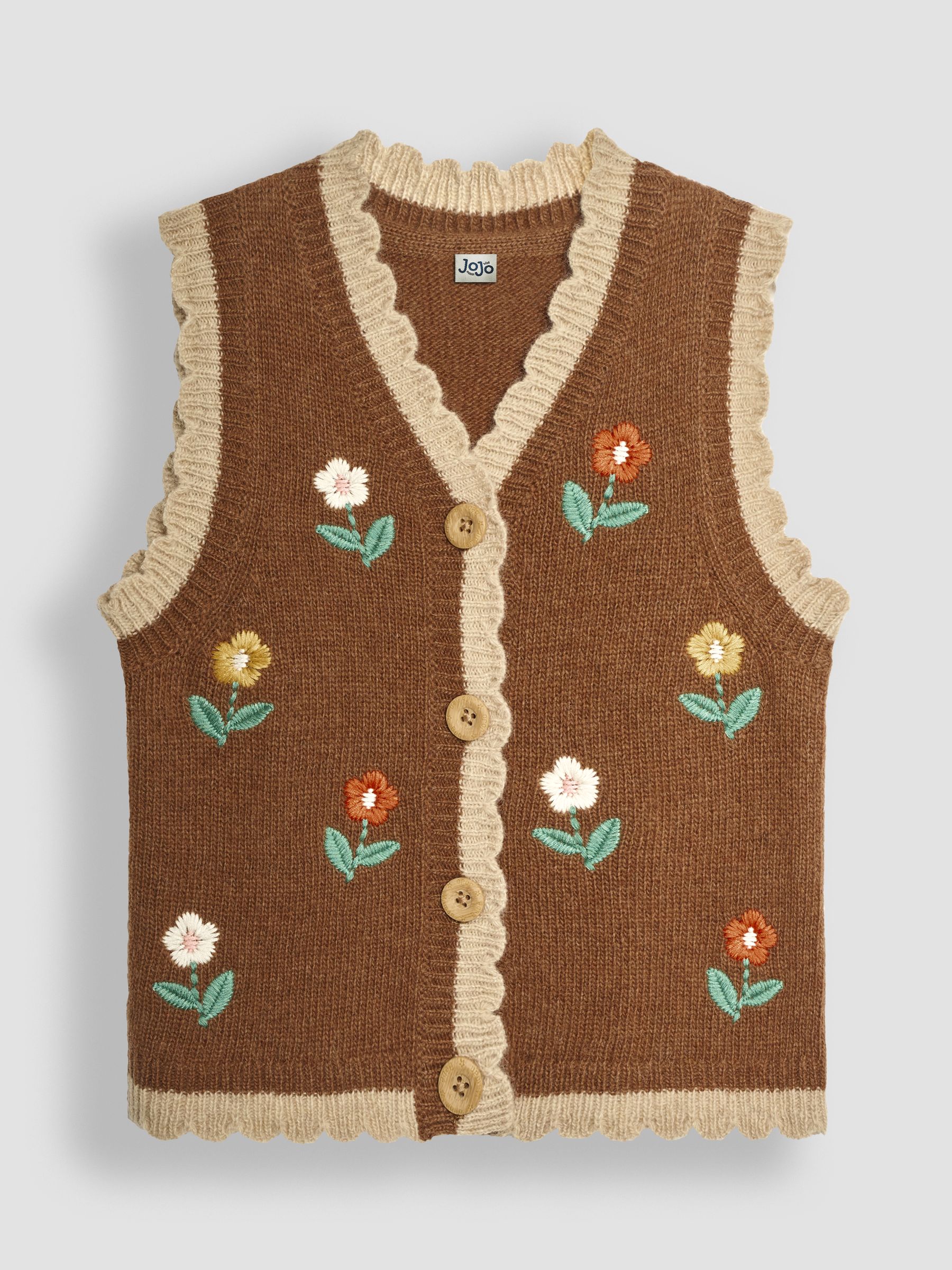 Gold Floral Crochet Knitted Waistcoat - Image 3 of 5