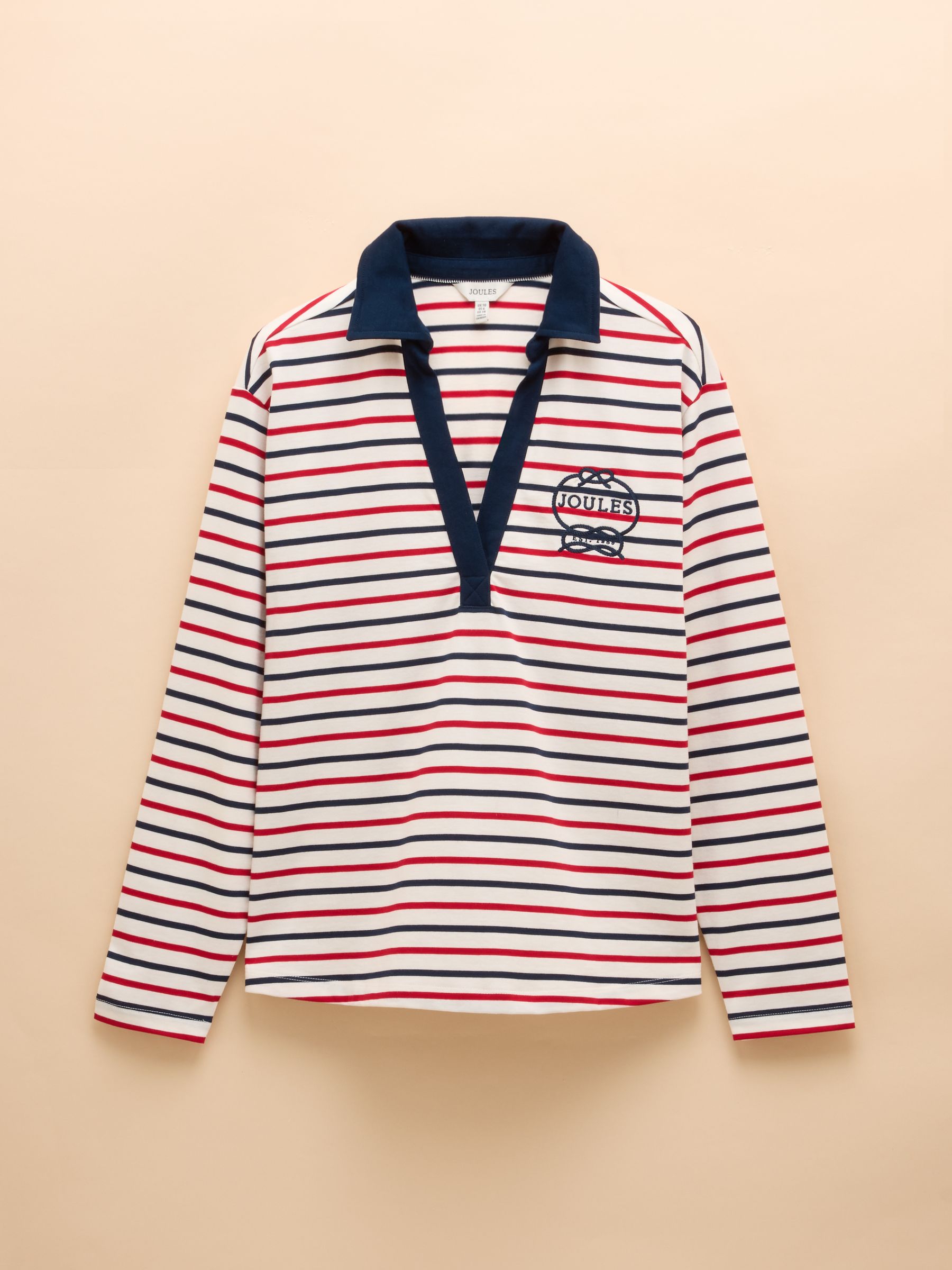 Tallie Navy & Red Combed Cotton Collared Top - Image 6 of 7