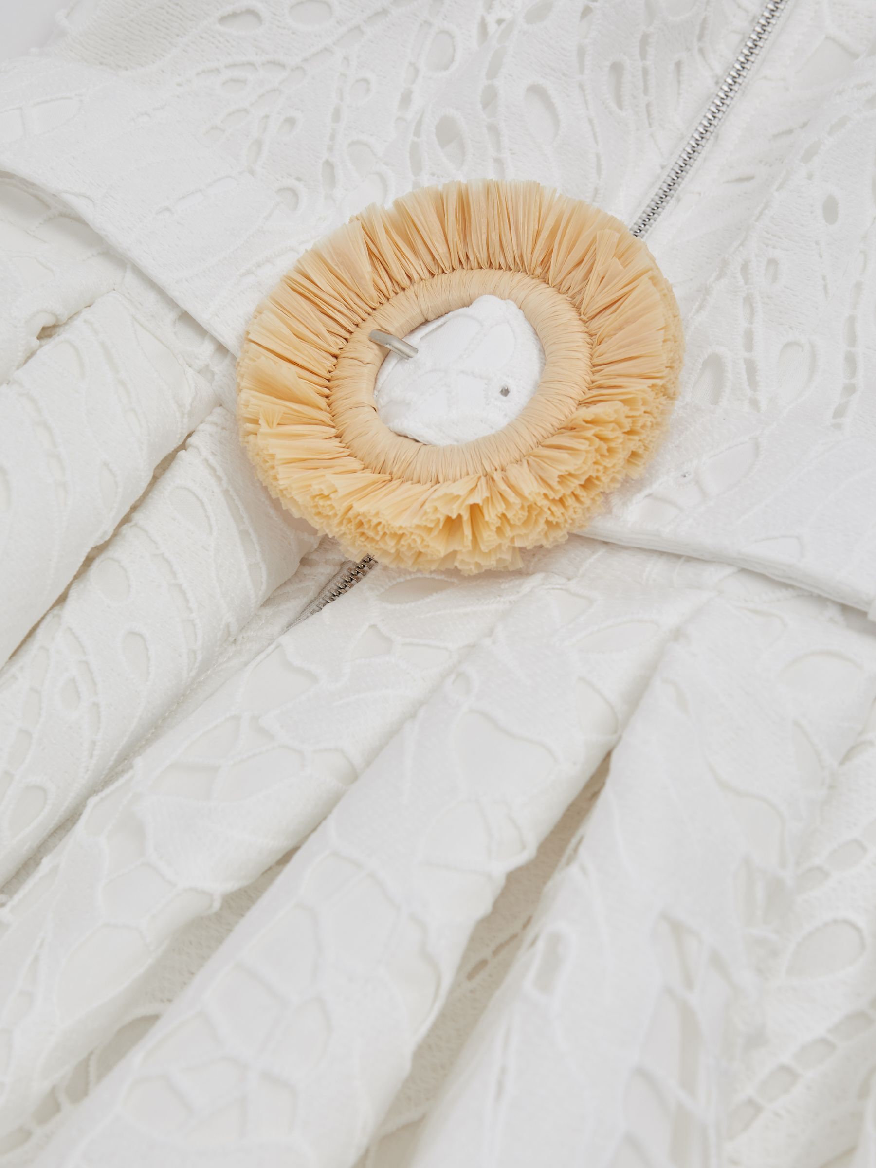 Leo Lin Strapless Lace Belted Midi Dress in Snow White - Image 2 of 5