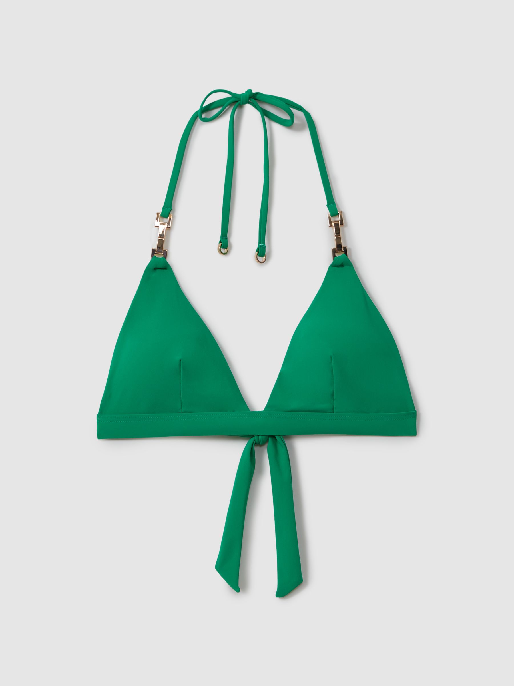 Triangle Halter Neck Bikini Top in Green - Image 1 of 5