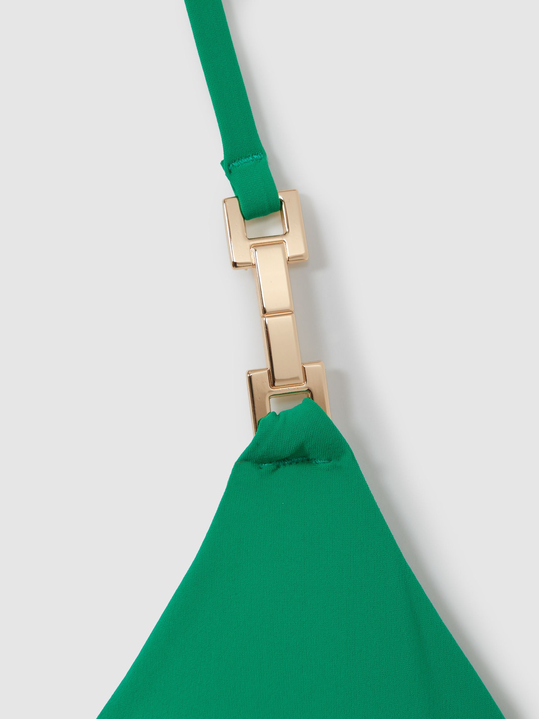 Triangle Halter Neck Bikini Top in Green - Image 4 of 5