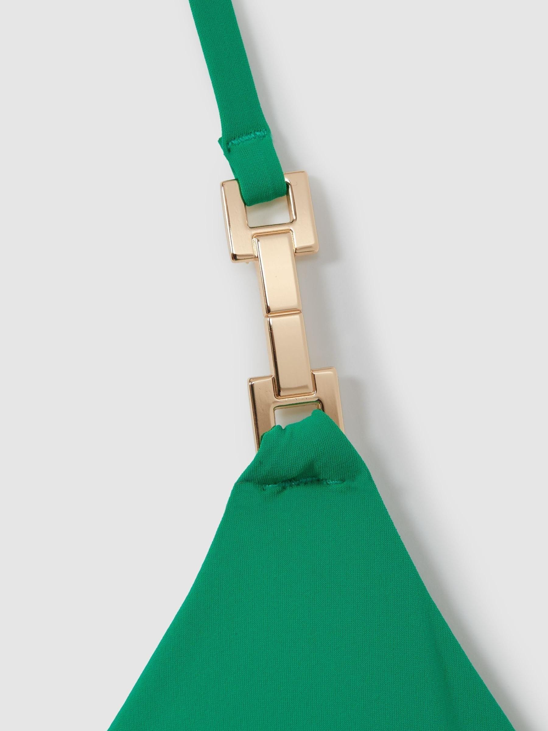 Triangle Halter Neck Bikini Top in Green - Image 5 of 5