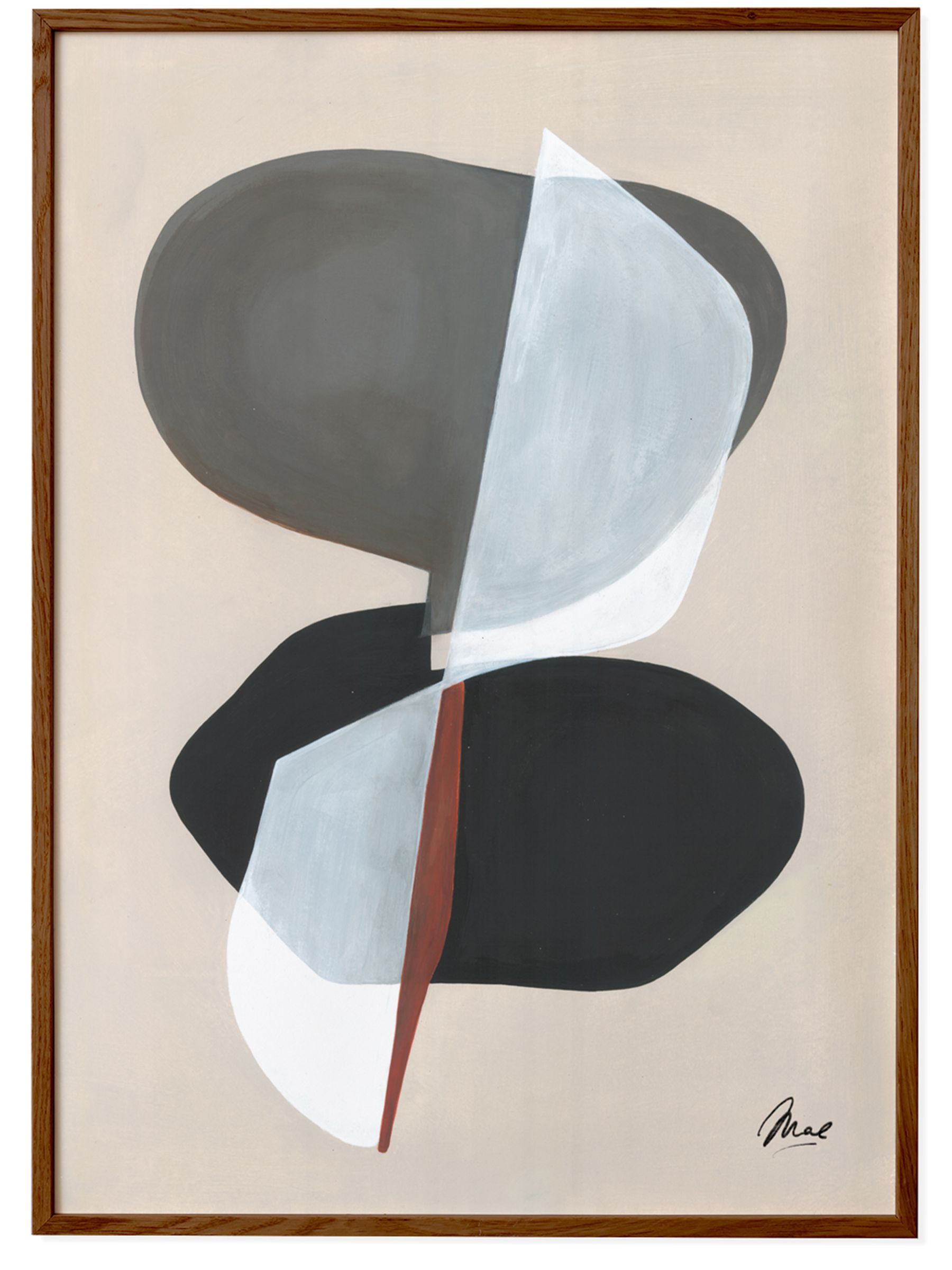 Paper Collective Grey Composition 01 Framed Wall Art Print in Dark Oak Frame - Image 1 of 4