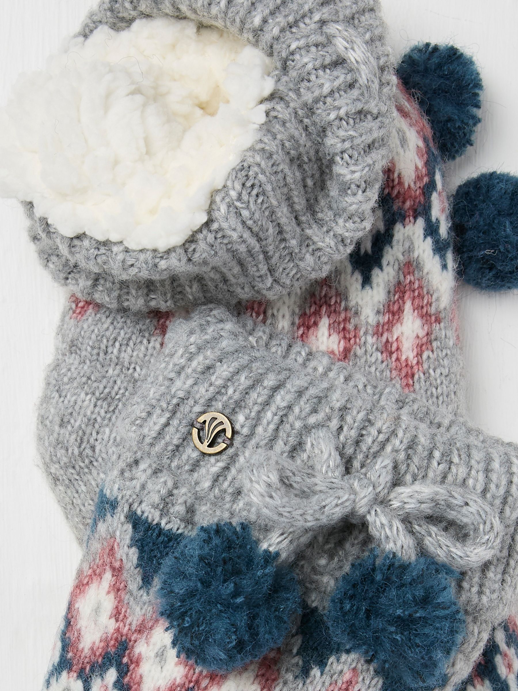 Grey Fairisle Pattern Bedsocks - Image 2 of 2