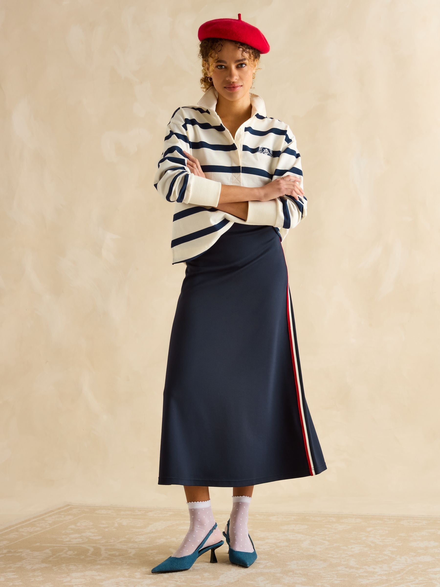 Lara Navy Boxy Fit Rugby Shirt - Image 3 of 10