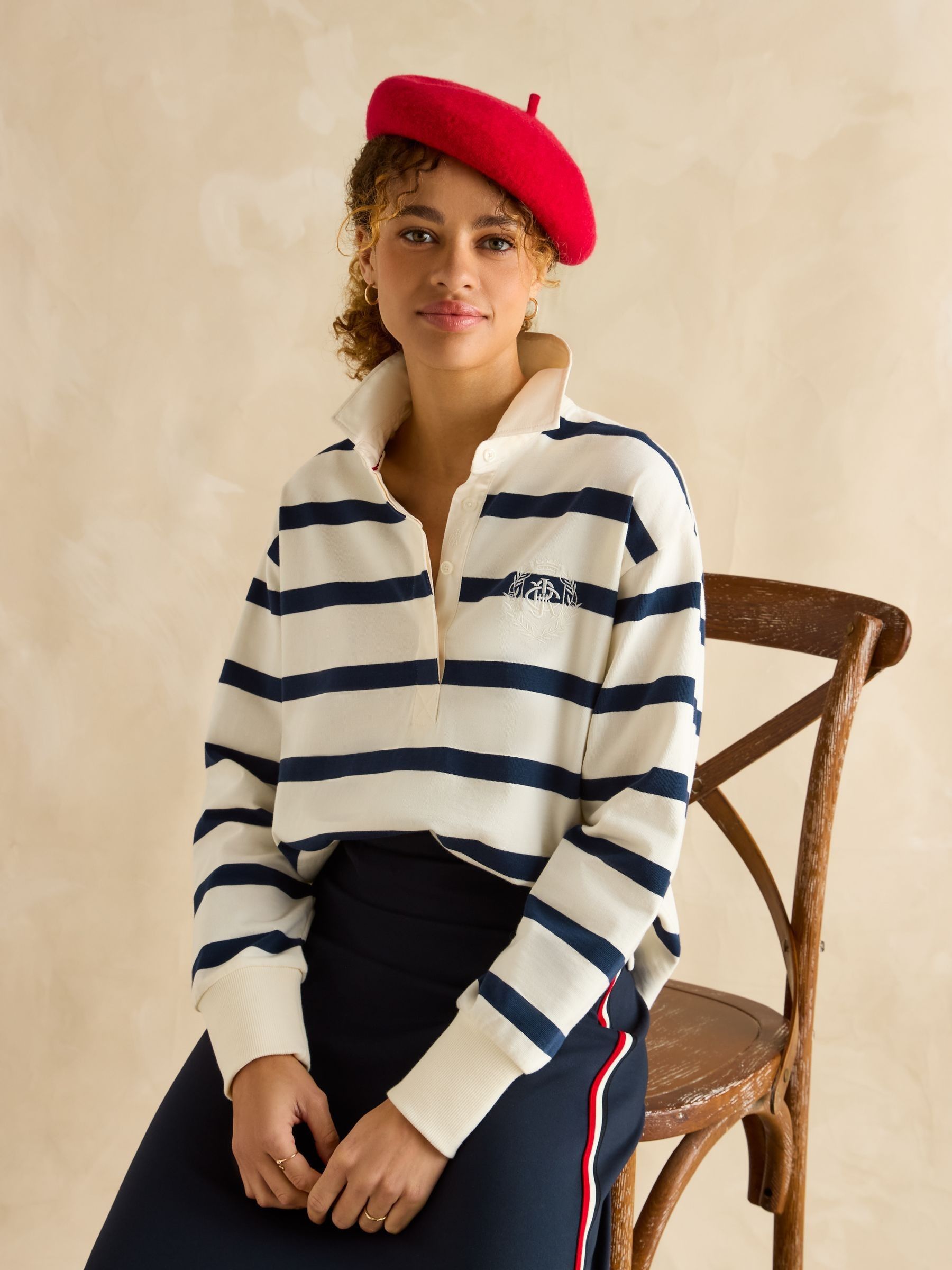 Lara Navy Boxy Fit Rugby Shirt - Image 4 of 10