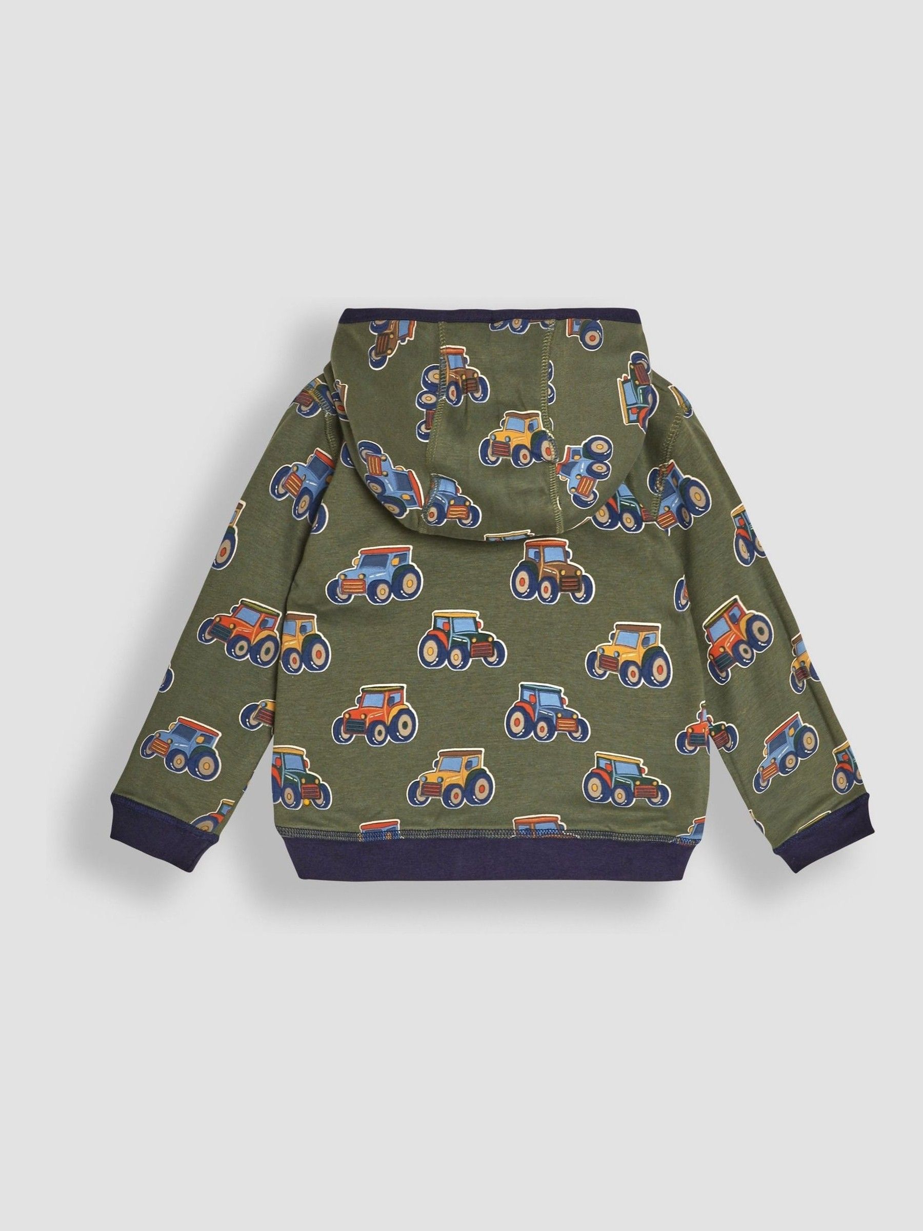Navy Blue & Green Tractor & Trailer Tractor and Trailer Applique Reversible Hoodie - Image 5 of 8