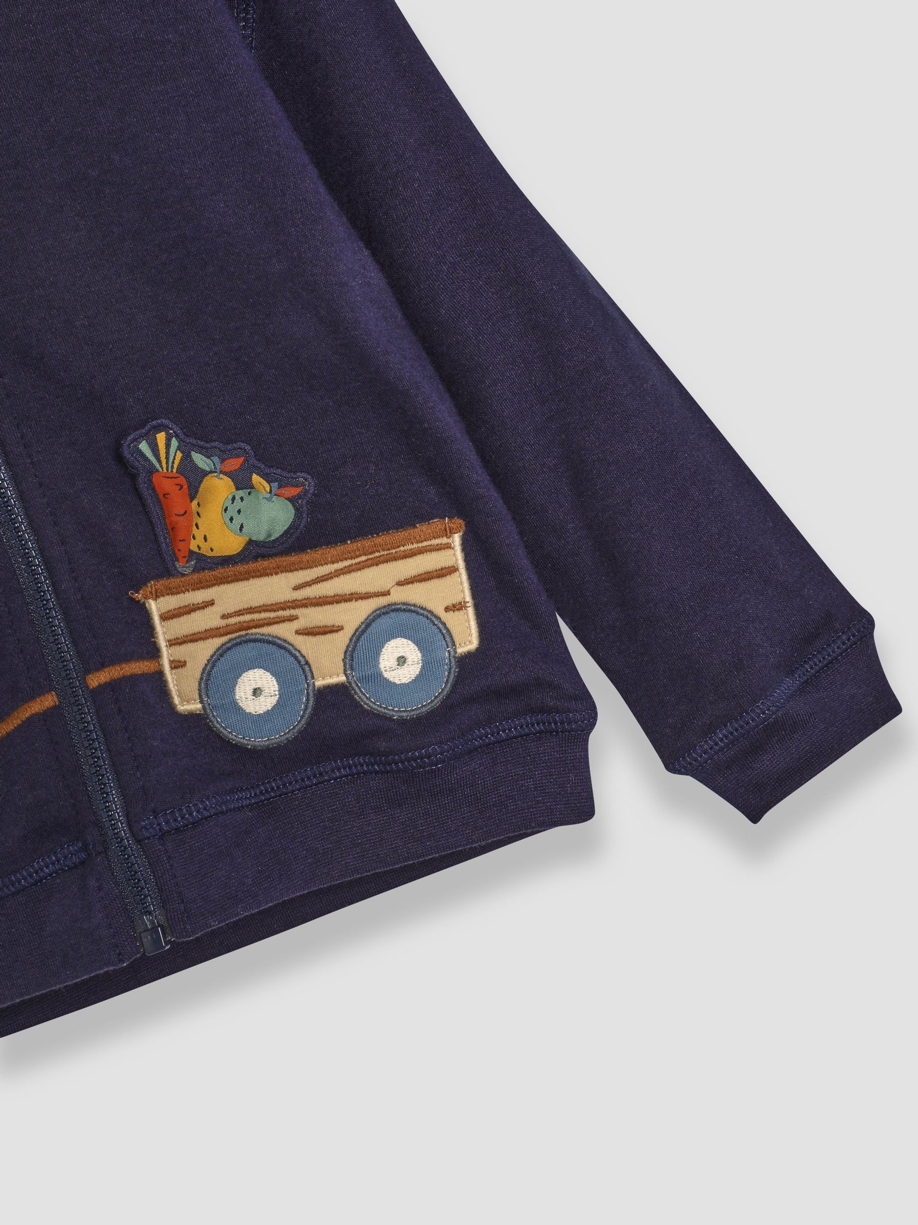 Navy Blue & Green Tractor & Trailer Tractor and Trailer Applique Reversible Hoodie - Image 8 of 8