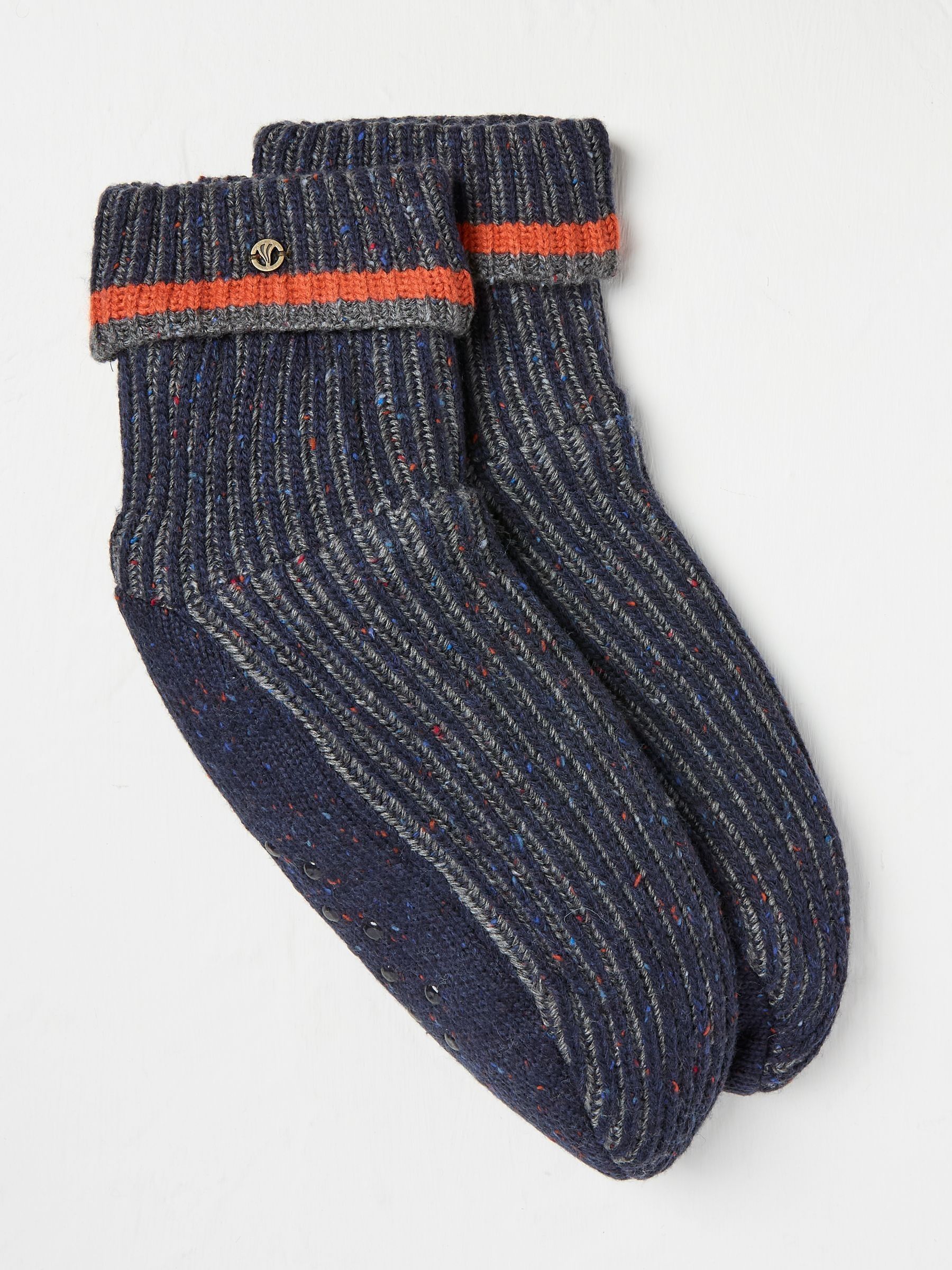 Navy Mens Striped Bedsocks - Image 1 of 2