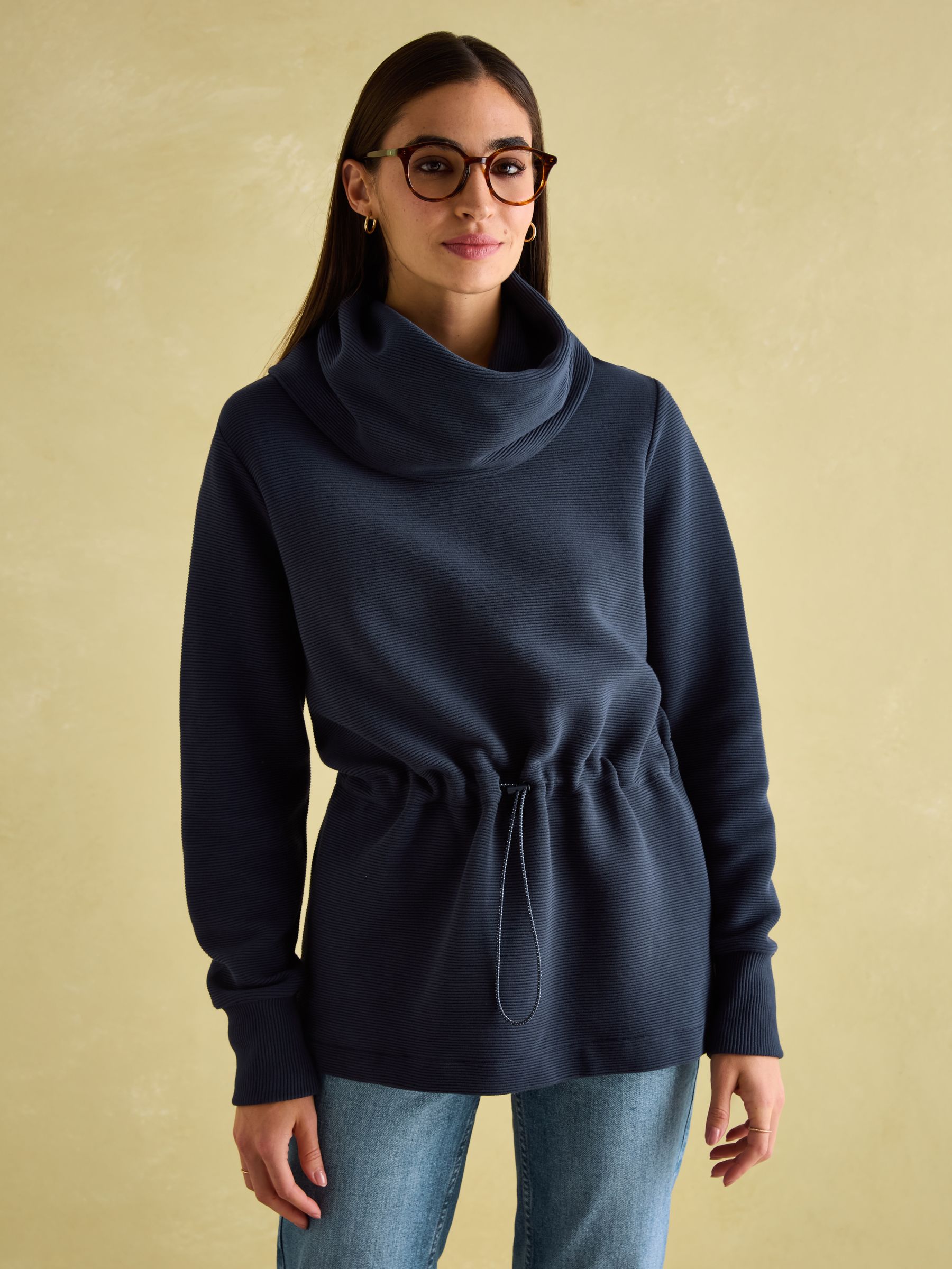 Willow Navy Cowl Neck Sweatshirt - Image 1 of 7