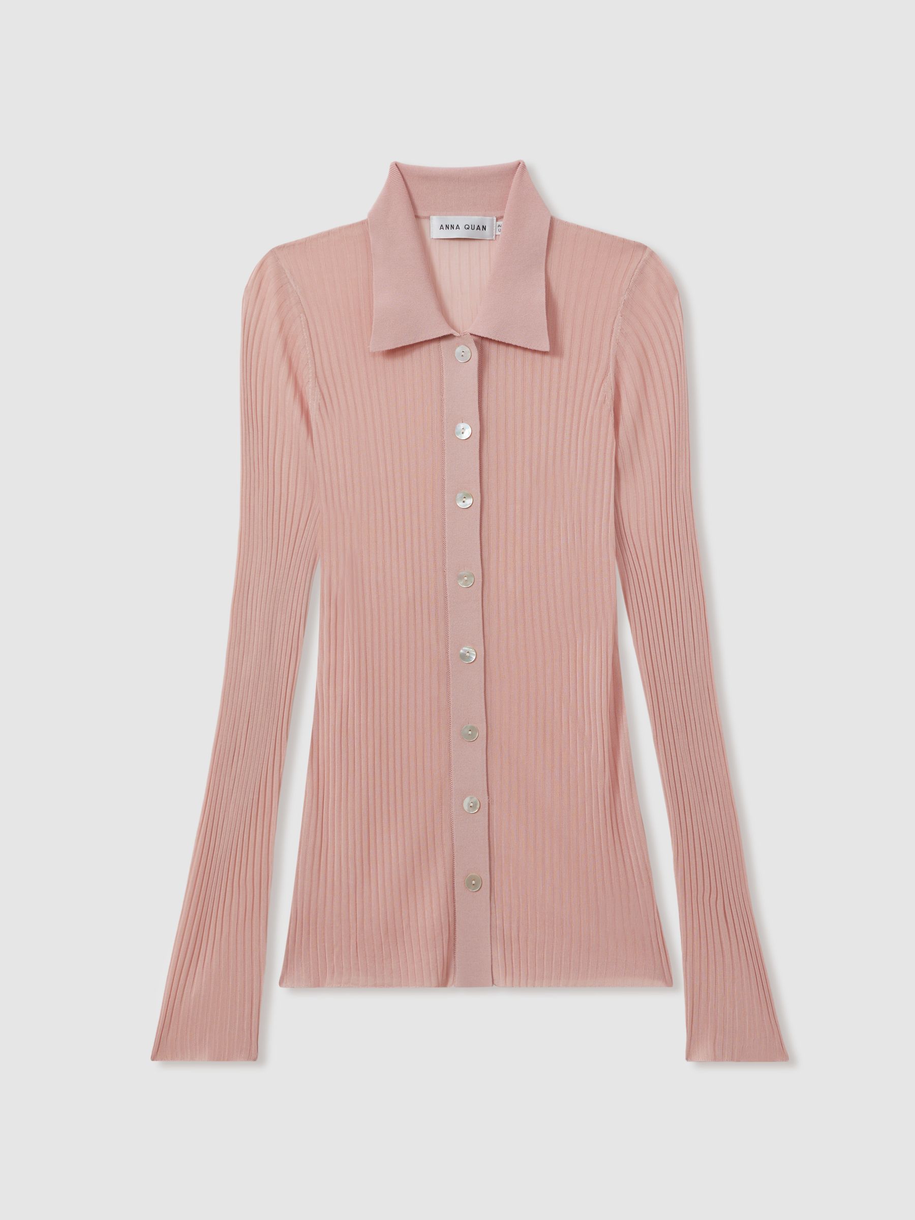 Anna Quan Semi Sheer Knitted Top in Pink - Image 2 of 5