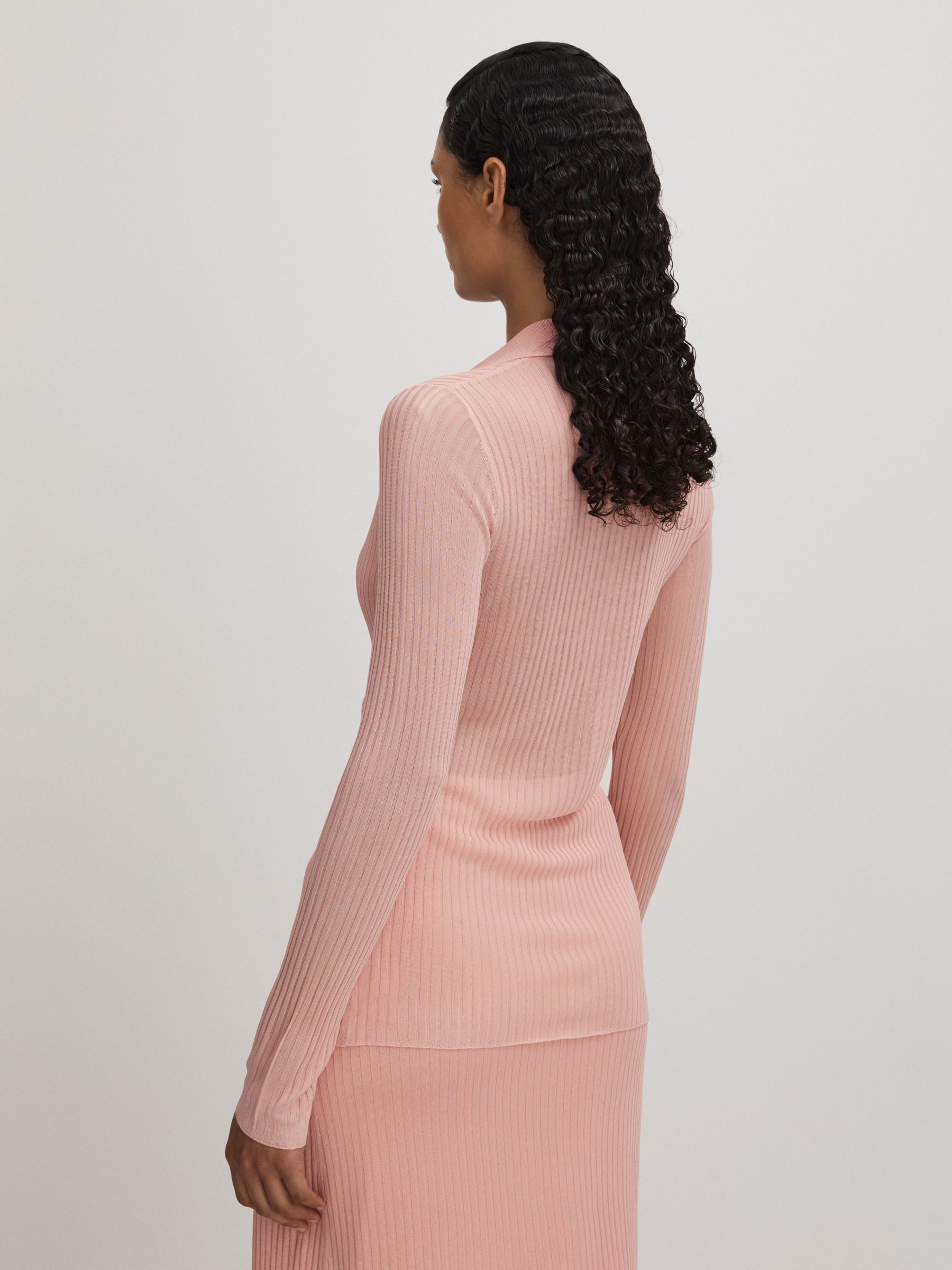 Anna Quan Semi Sheer Knitted Top in Pink - Image 4 of 5