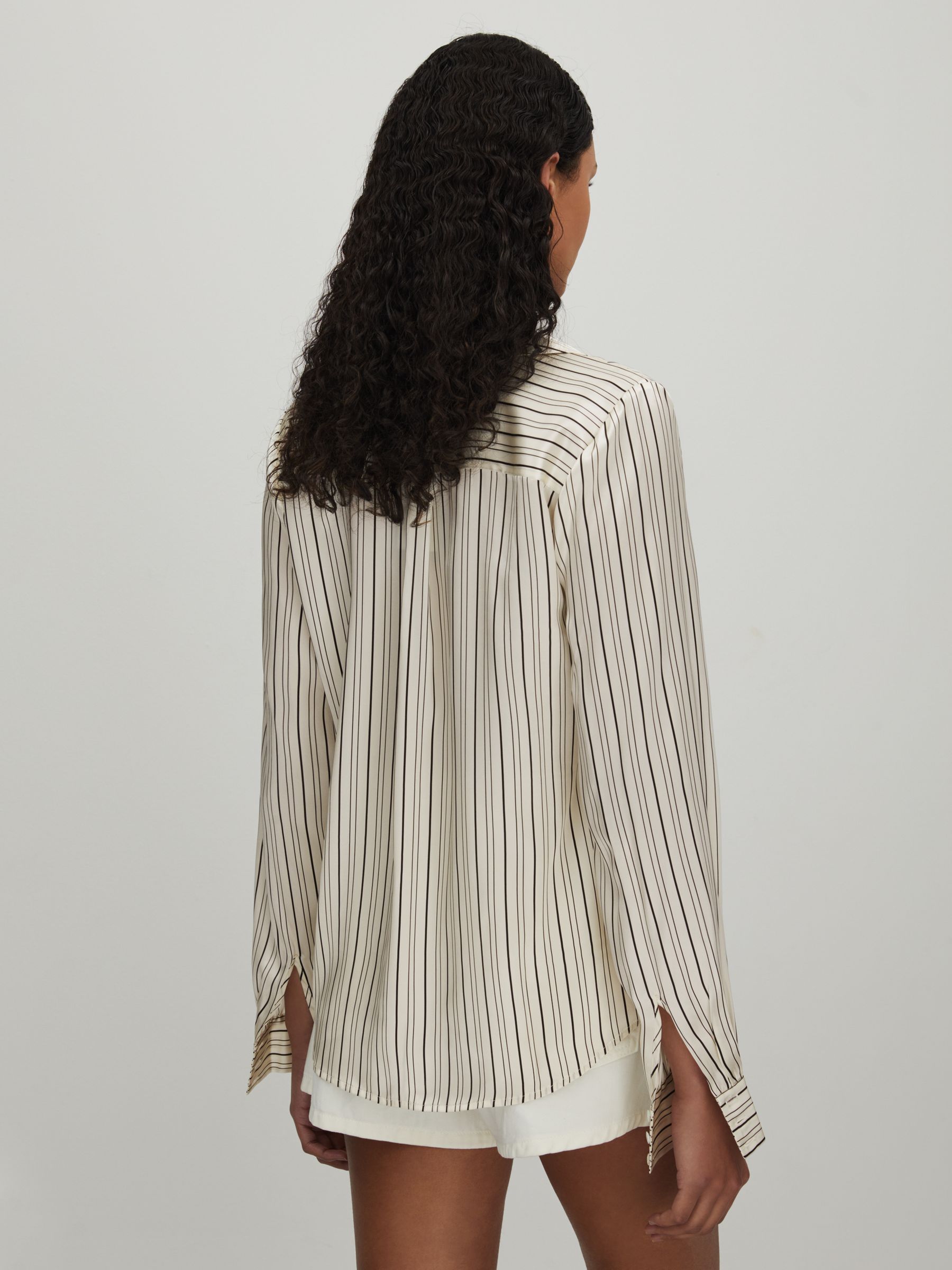 Paige Capriana Silk Striped Shirt in White/Black - Image 4 of 5