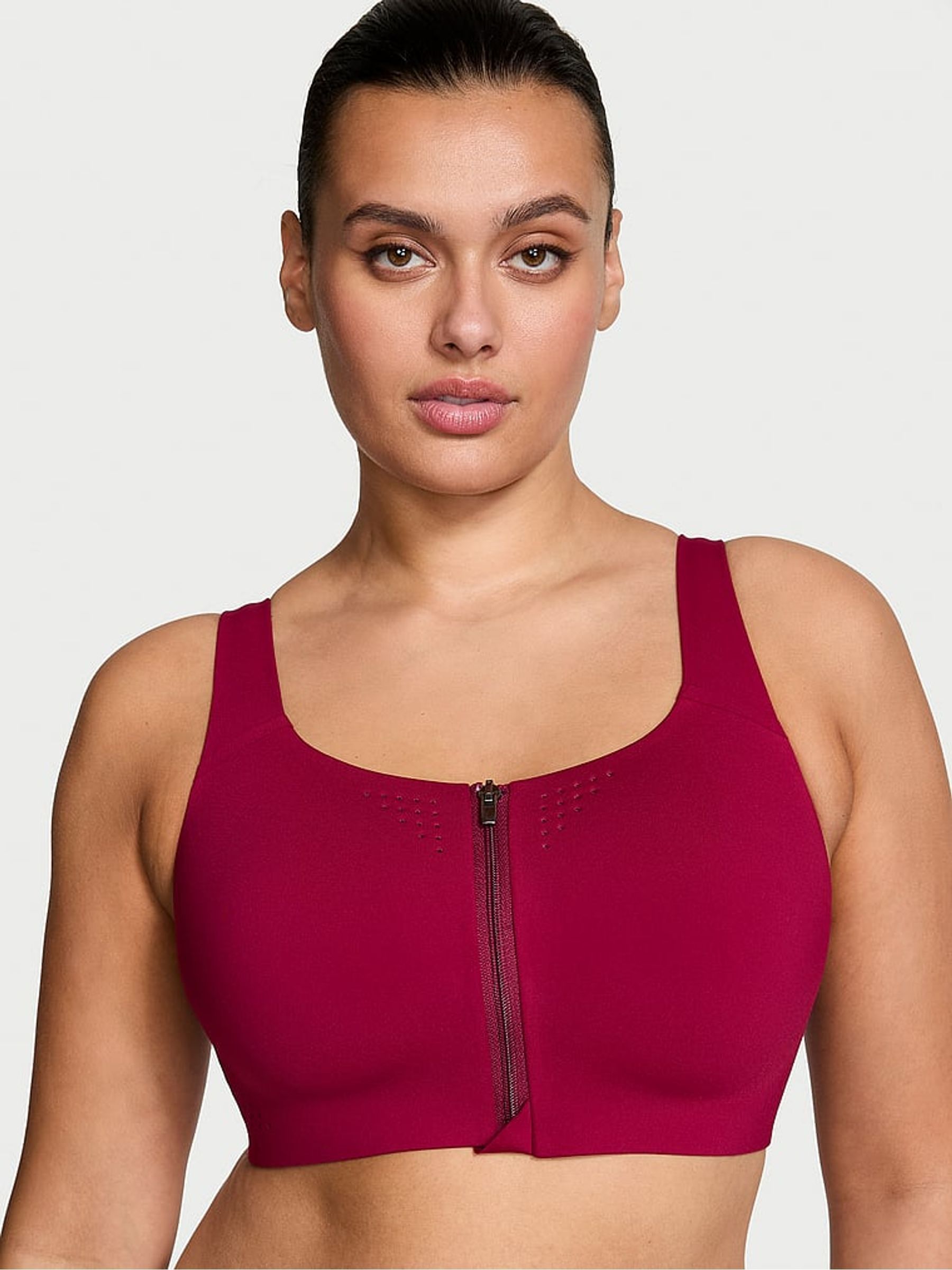 Campari Red Strappy Back Front Close Featherweight Max High Support Sports Bra - Image 1 of 5
