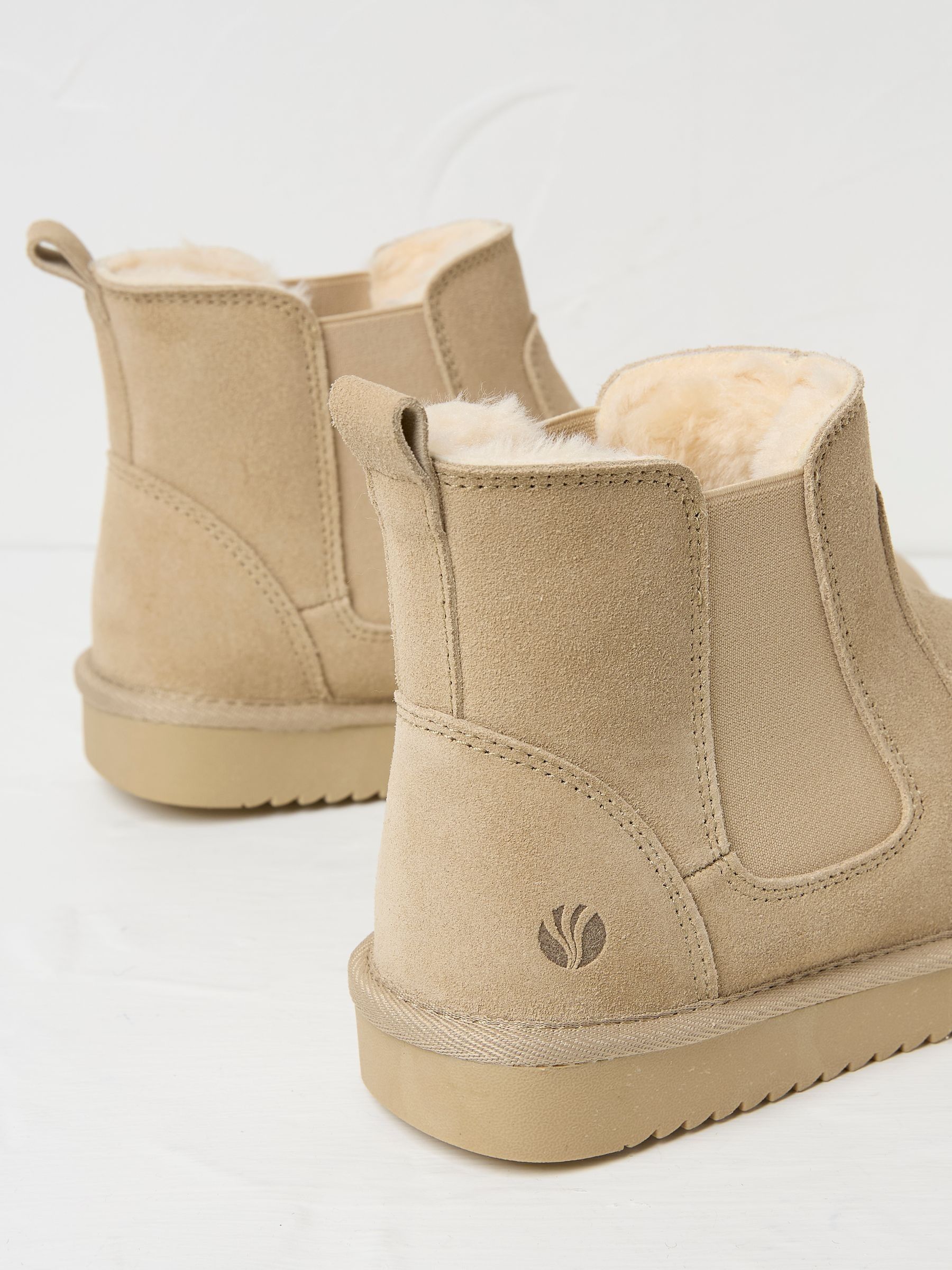 Mabel Light Natural Suede Slipper Boots - Image 3 of 3