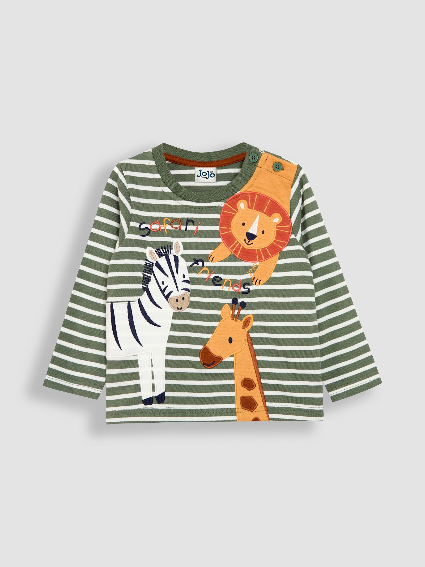 Khaki Green Safari Friends Appliqué and Embroidered Top - Image 1 of 3