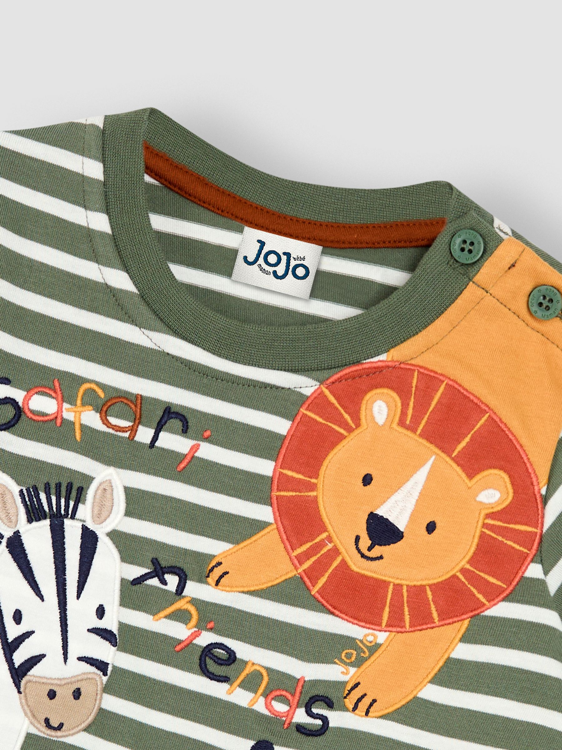Khaki Green Safari Friends Appliqué and Embroidered Top - Image 3 of 3