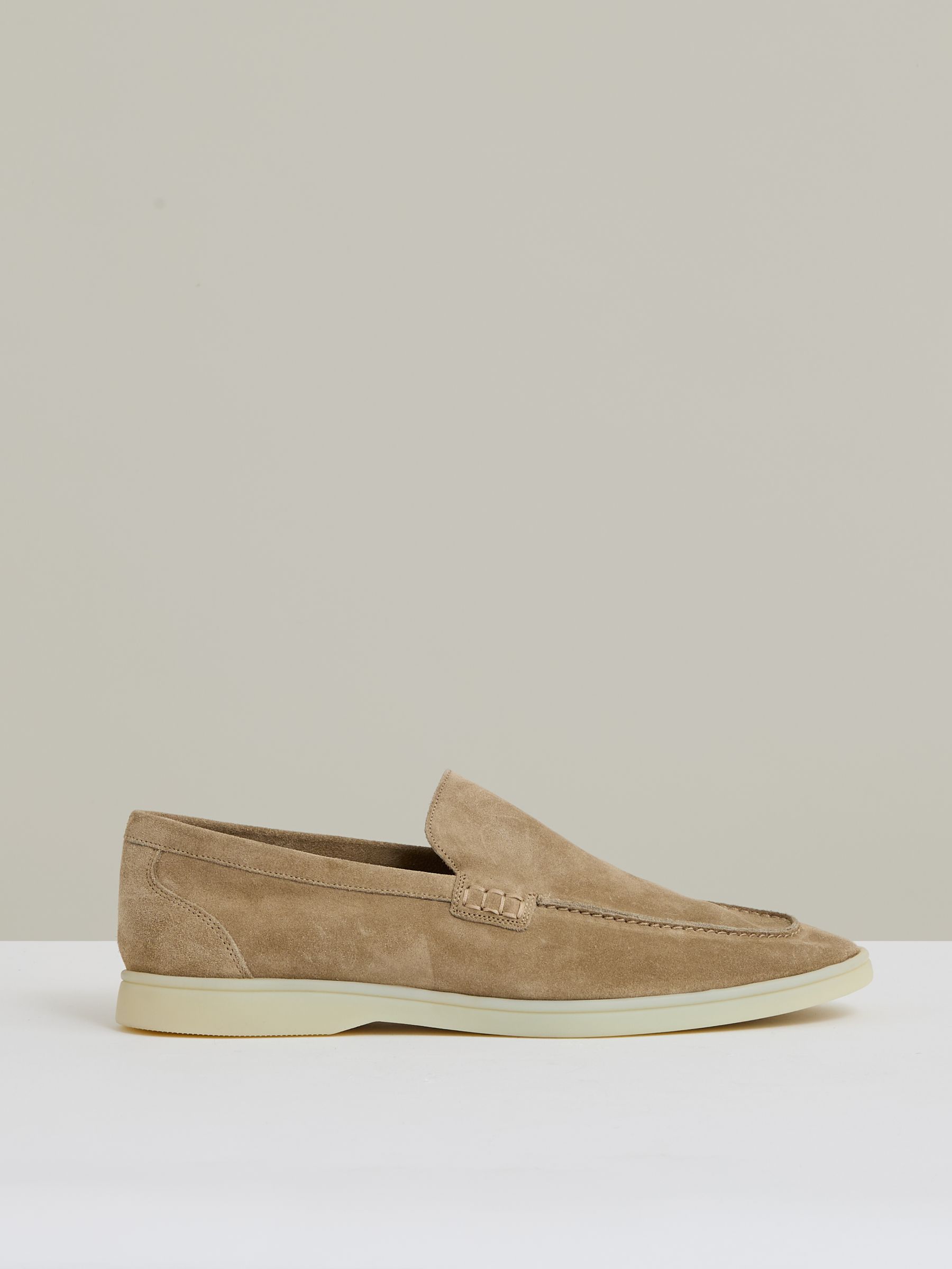 Suede Slip-On Loafers in Light Stone - Image 1 of 5