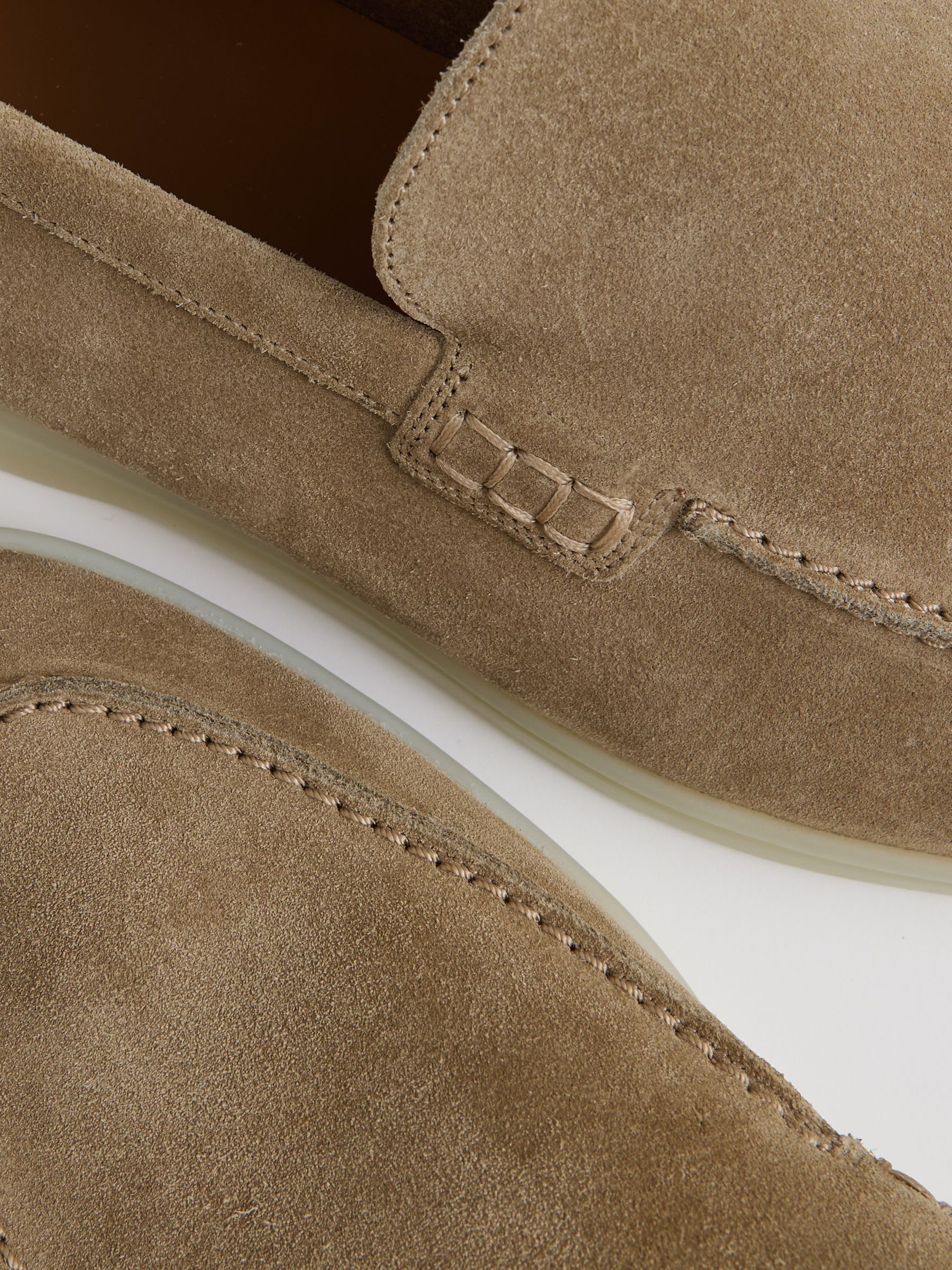 Reiss Suede Slip-On Loafers in Light Stone | REISS display picture 1