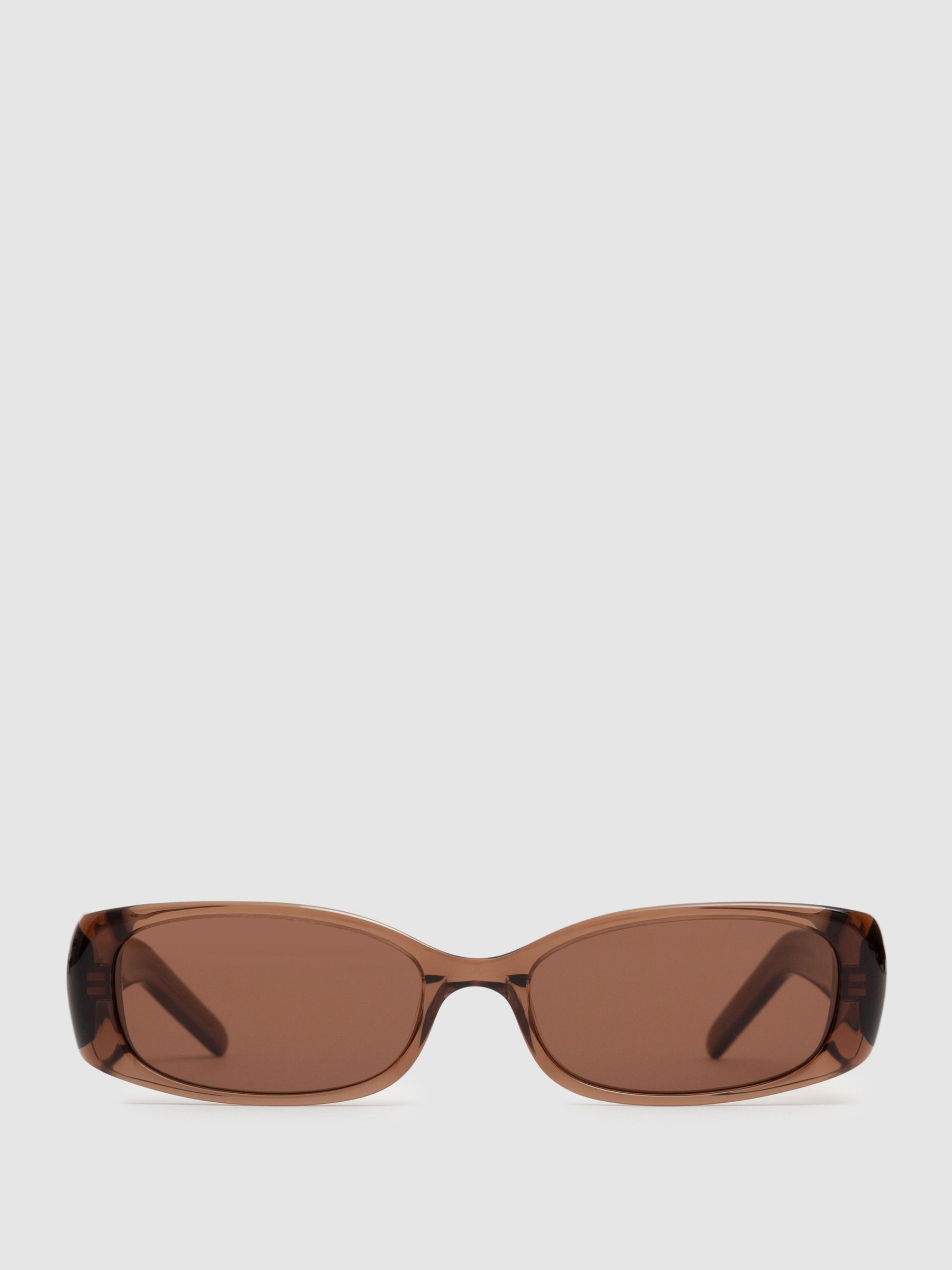 DMY Studios Transparent Rectangular Sunglasses in Brown - Image 1 of 5 DMY Studios Transparent Rectangular Sunglasses in Brown - Image 1 of 5