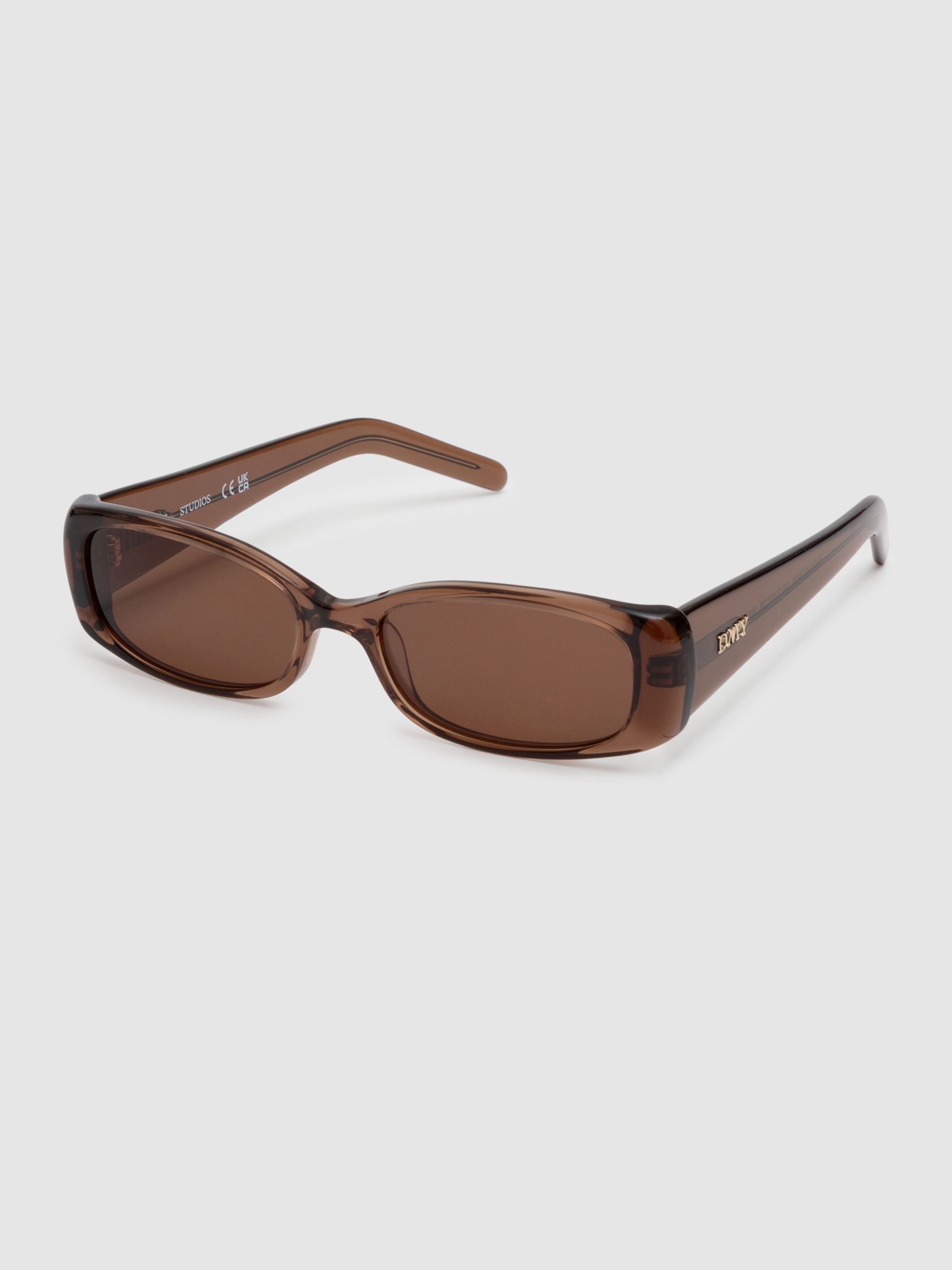 DMY Studios Transparent Rectangular Sunglasses in Brown - Image 3 of 5