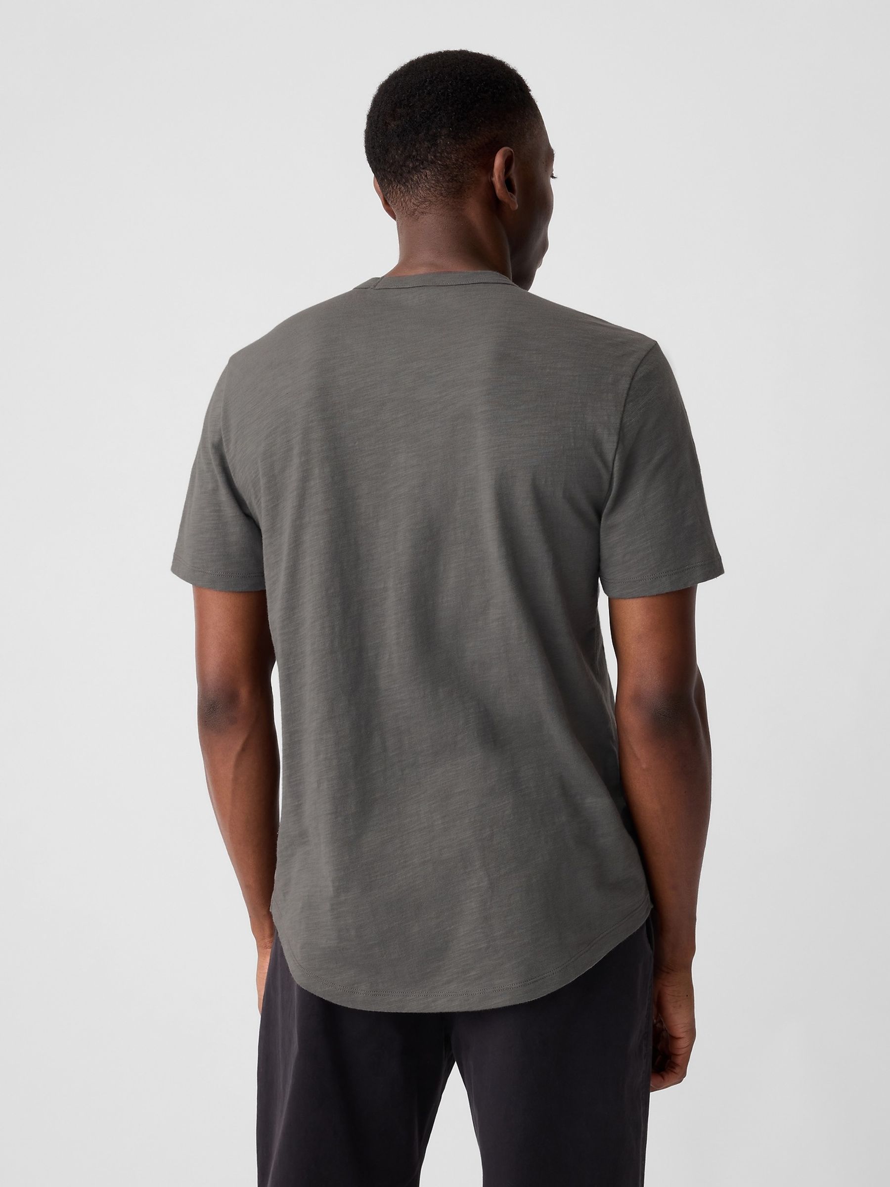Grey Cotton Short Sleeve Curved Hem T-Shirt - Image 2 of 4