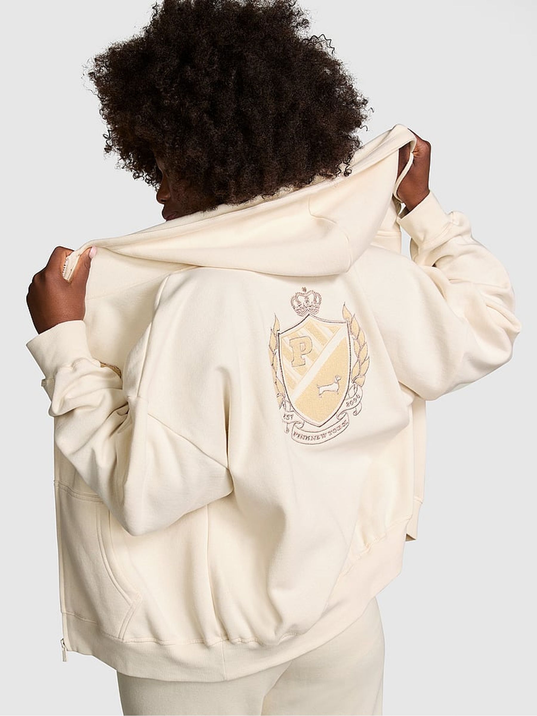 White Shell Shine Zip Up Fleece Hoodie - Image 2 of 4