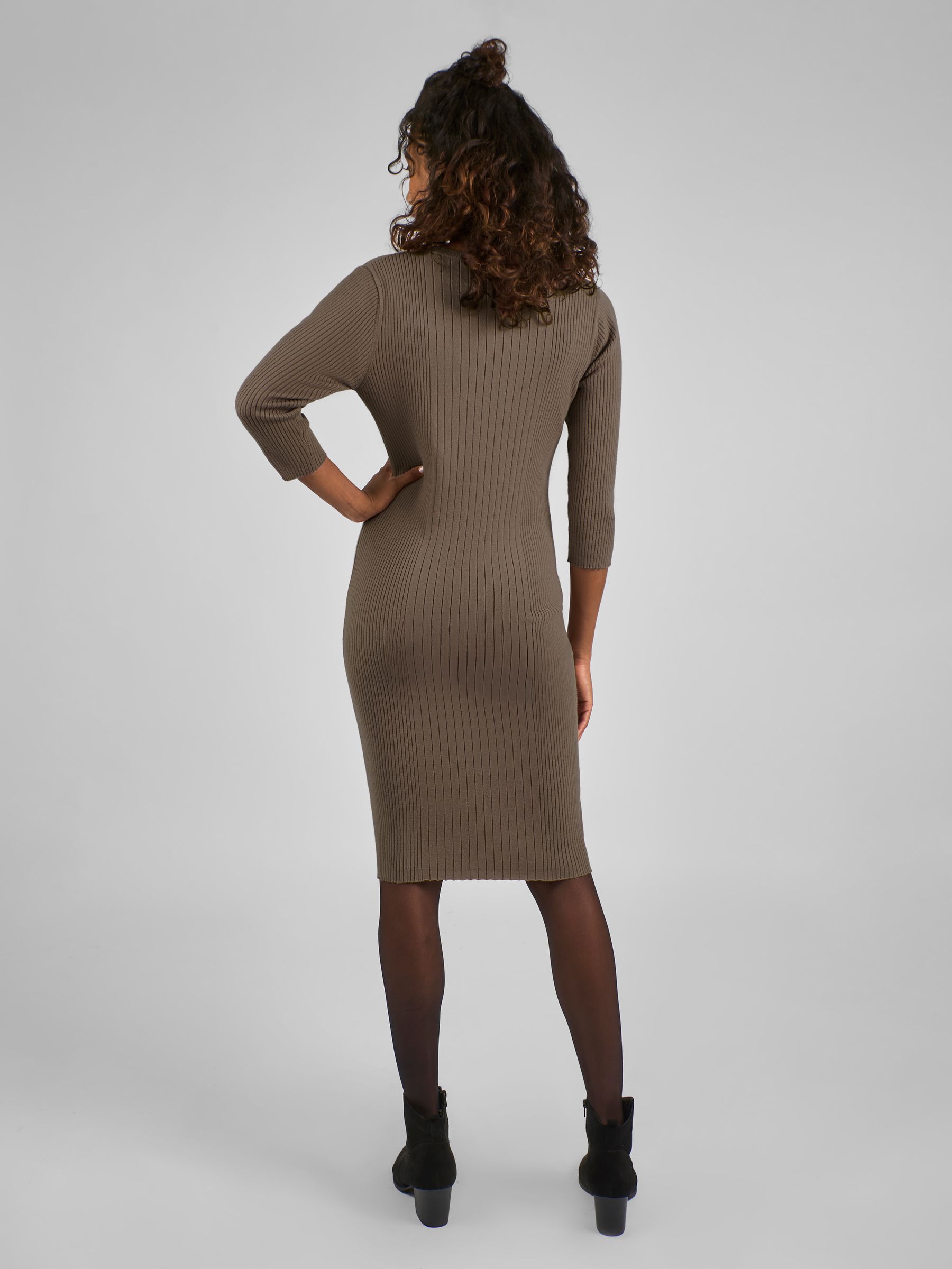Mocha Brown Knitted Maternity Tube Dress - Image 2 of 4