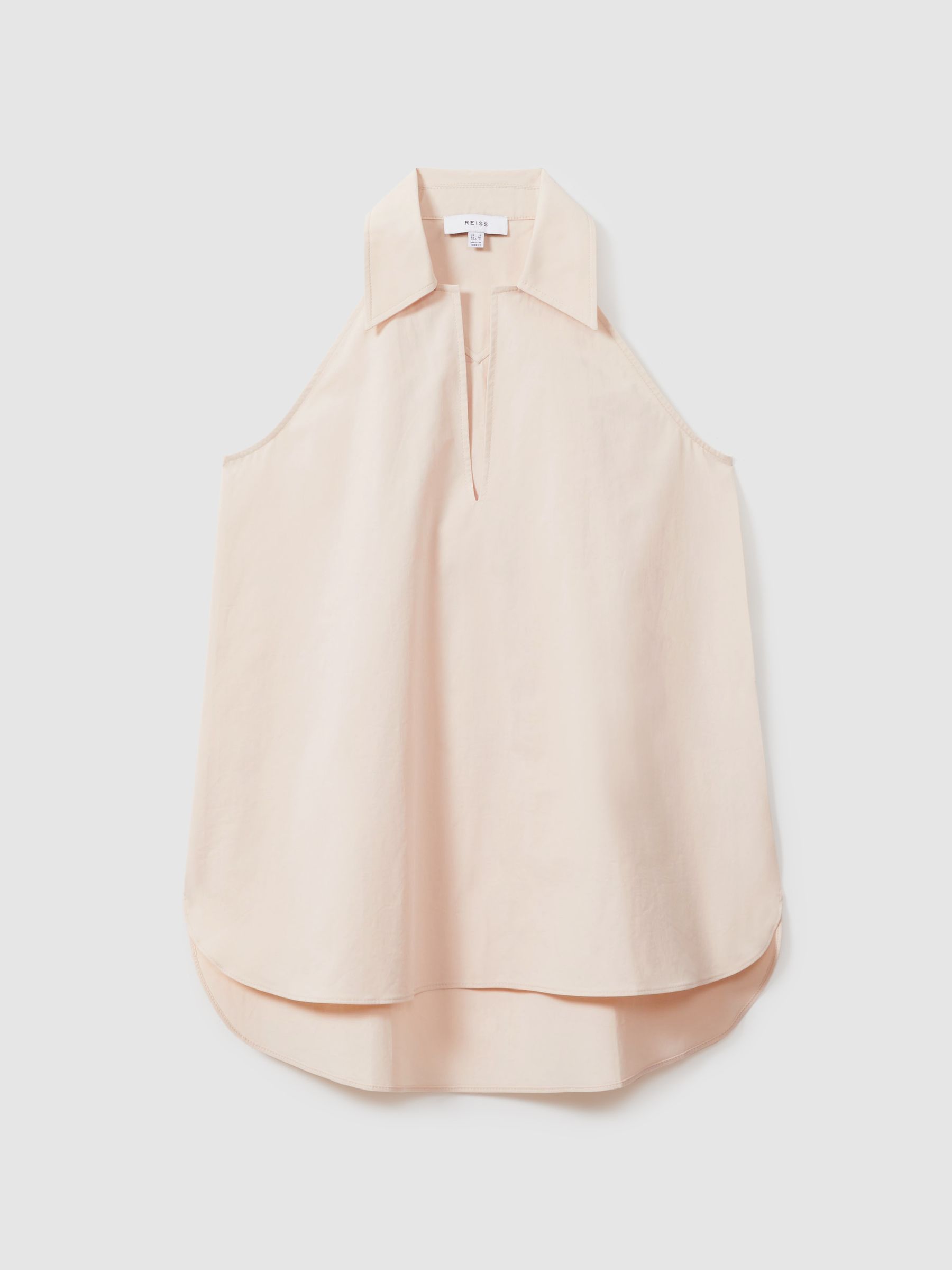 Open-Collar Cotton Blend Sleeveless Top in Neutral - Image 2 of 5