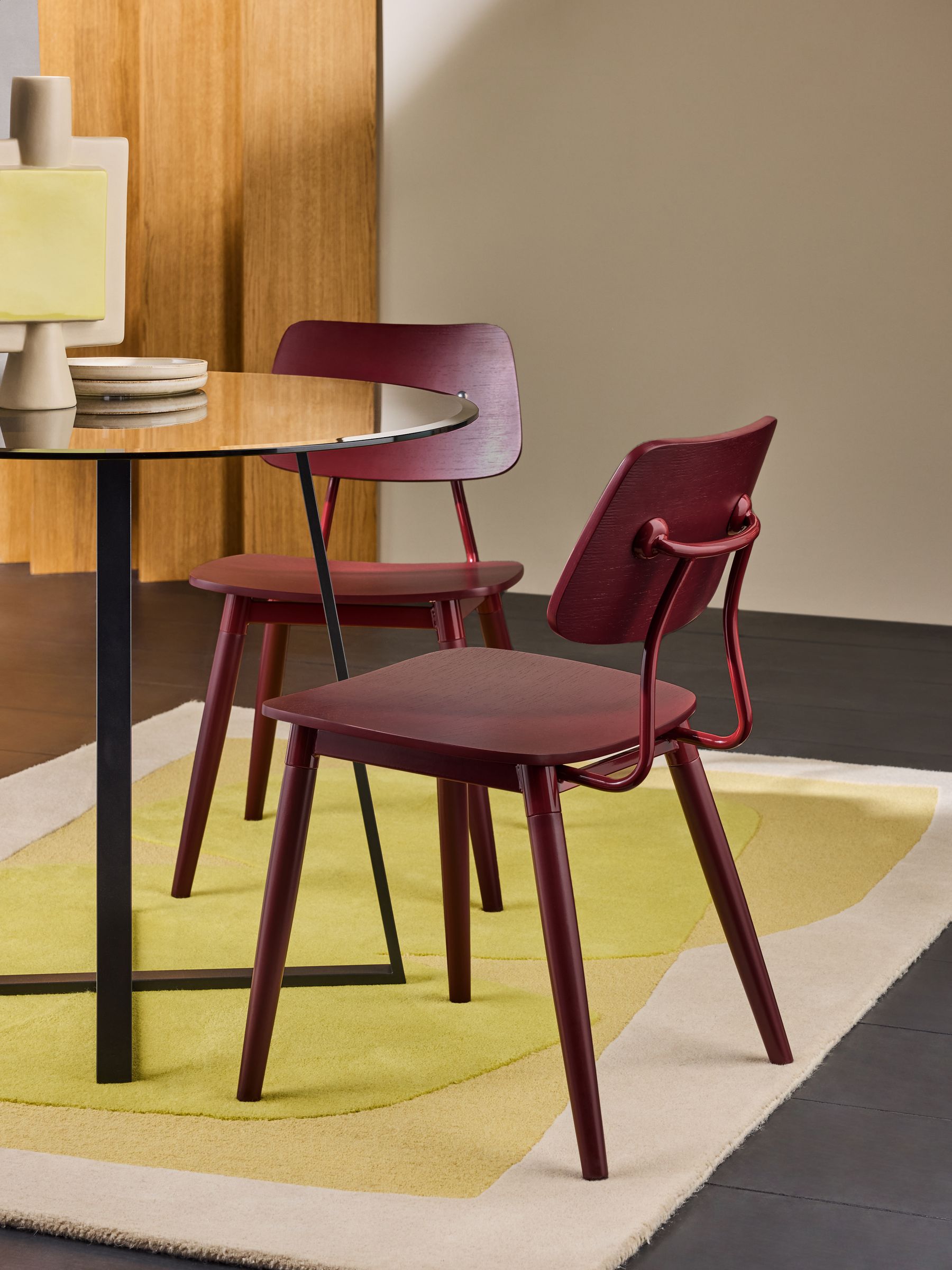 Set of 2 Airi Dining Chairs in Burgundy Red - Image 1 of 6