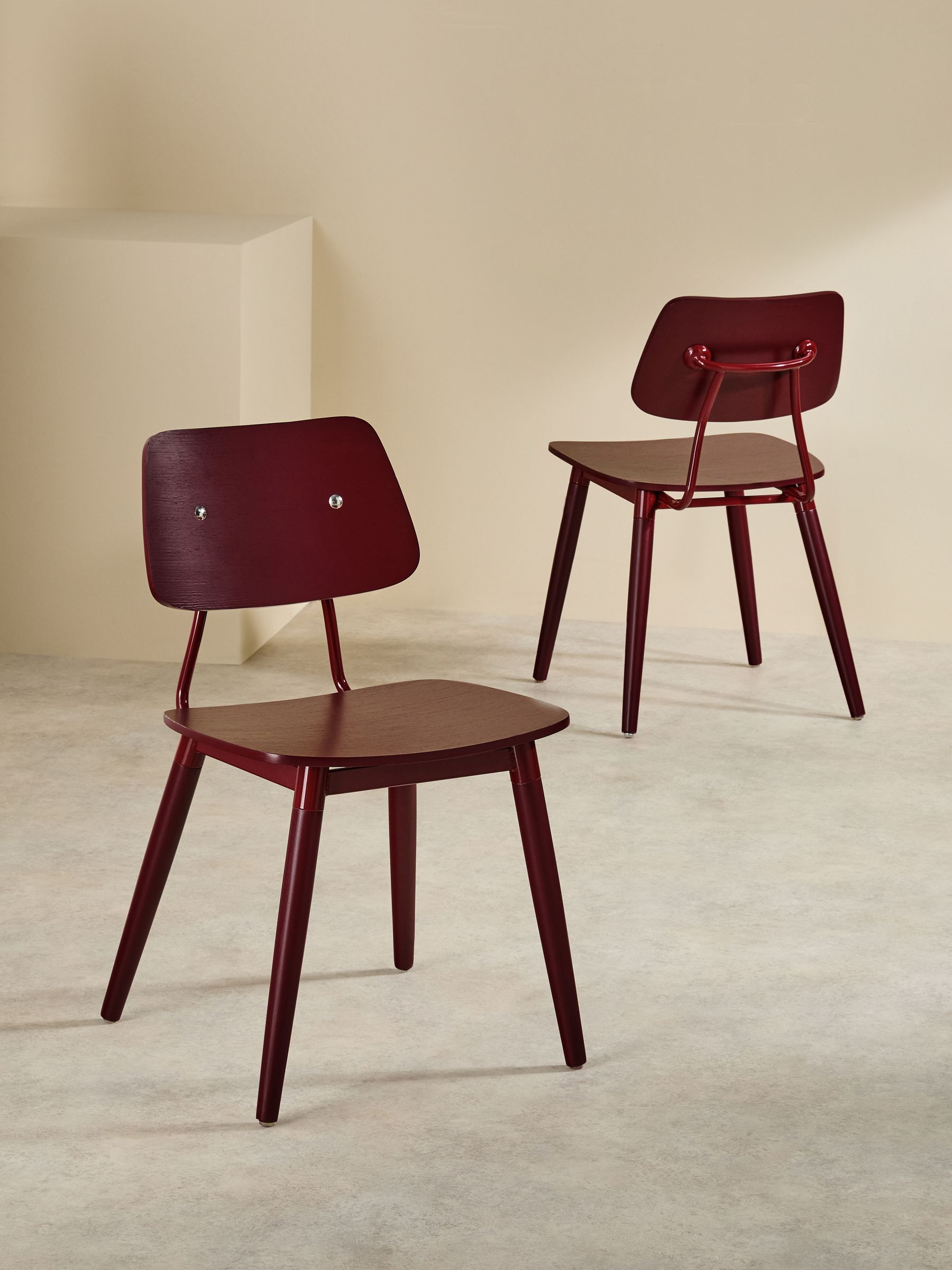 Set of 2 Airi Dining Chairs in Burgundy Red - Image 2 of 6